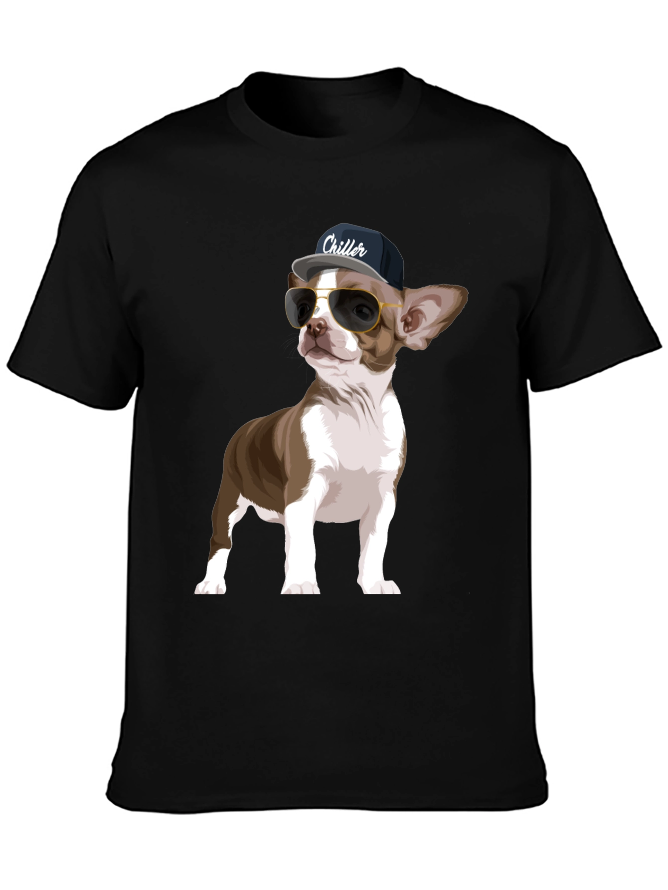 Black Cool Chihuahua Graphic T-Shirt view 3