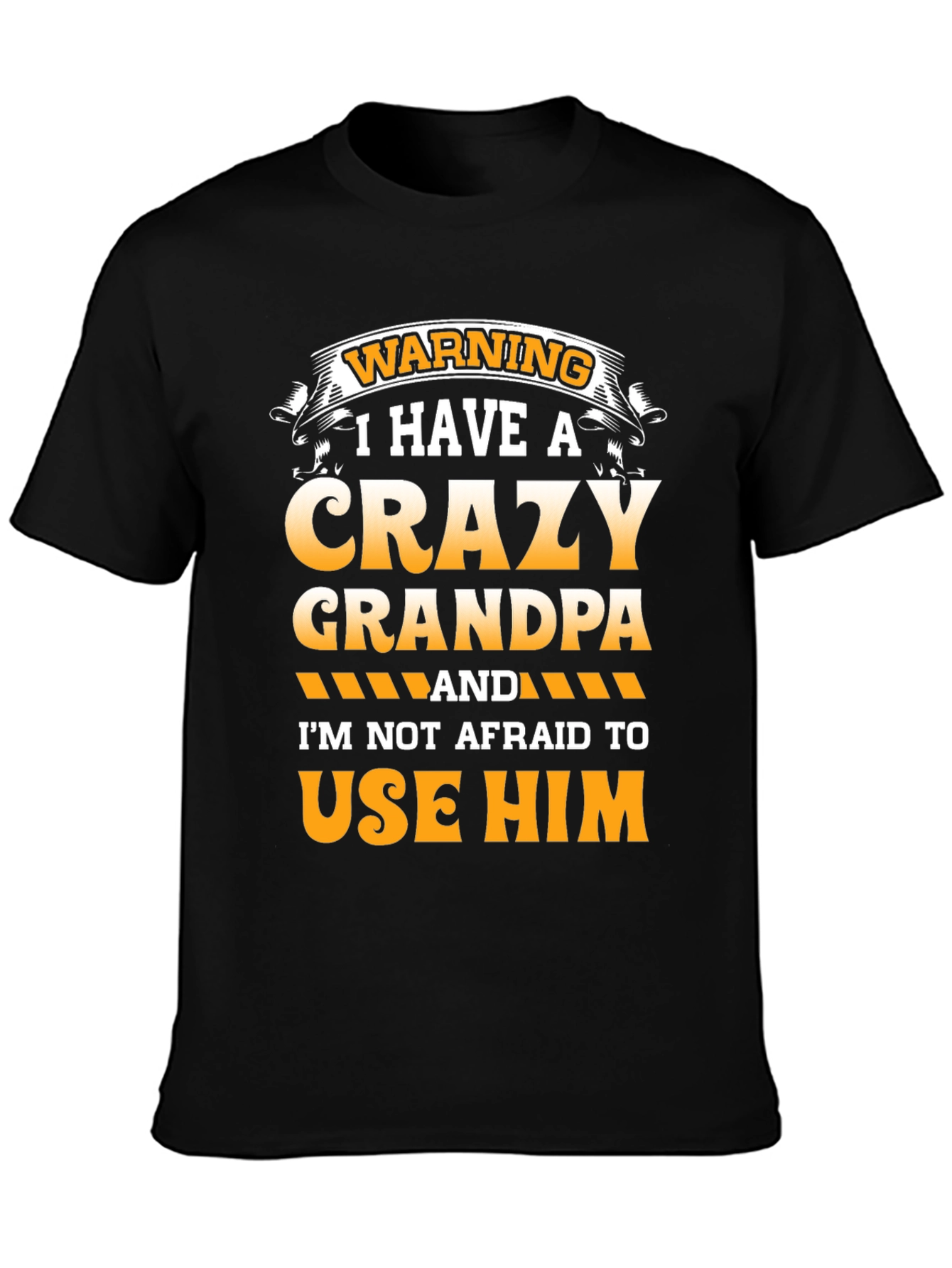 Black Crazy Grandpa T-Shirt - Warning Graphic Tee view 3