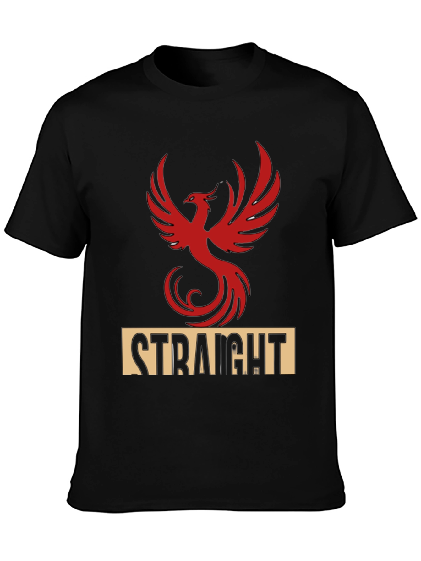 Black Straight Phoenix Graphic Tee - Bold Statement T-Shirt view 3
