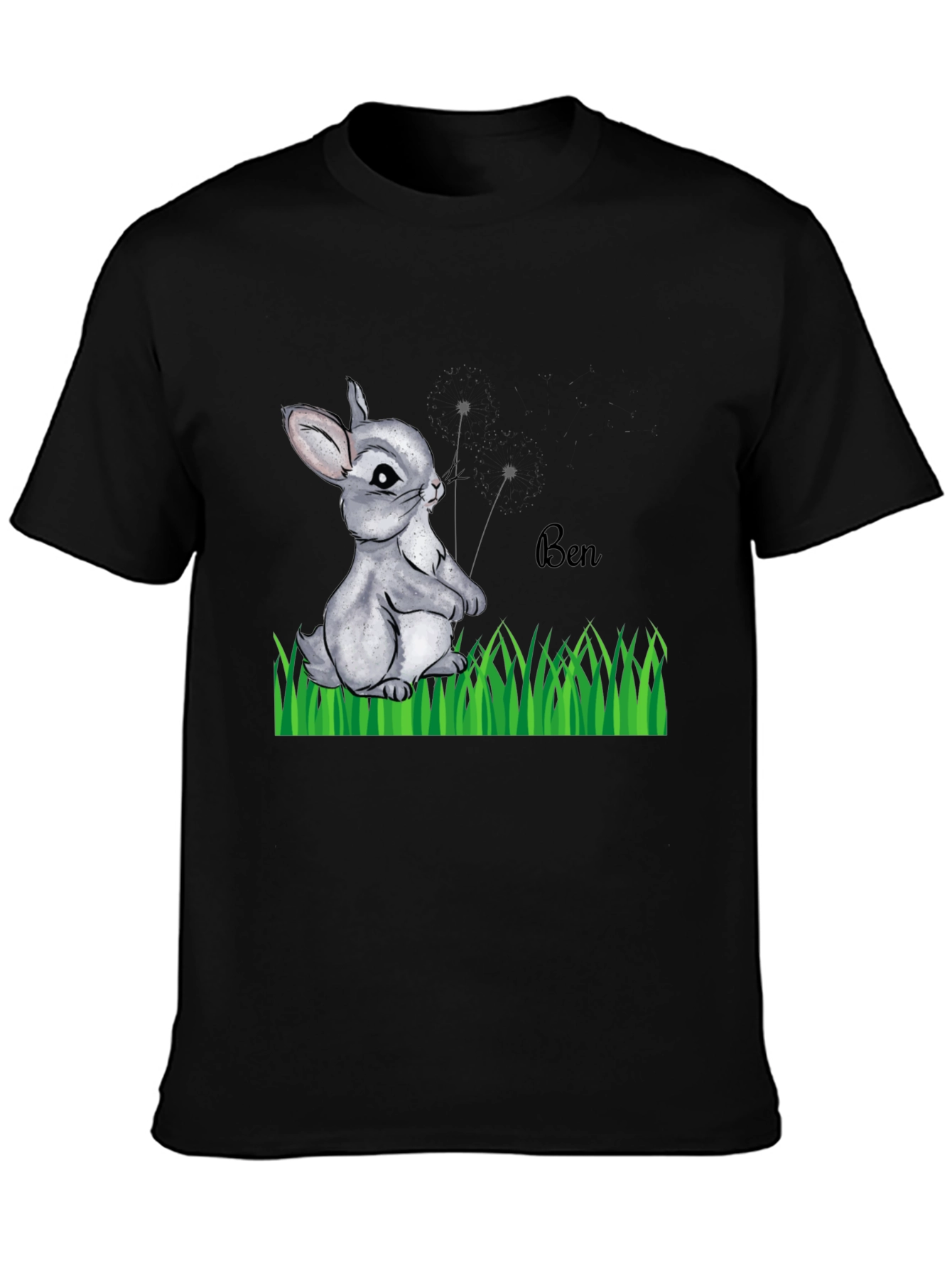 Cute Bunny 'Ben' Black T-Shirt - 3