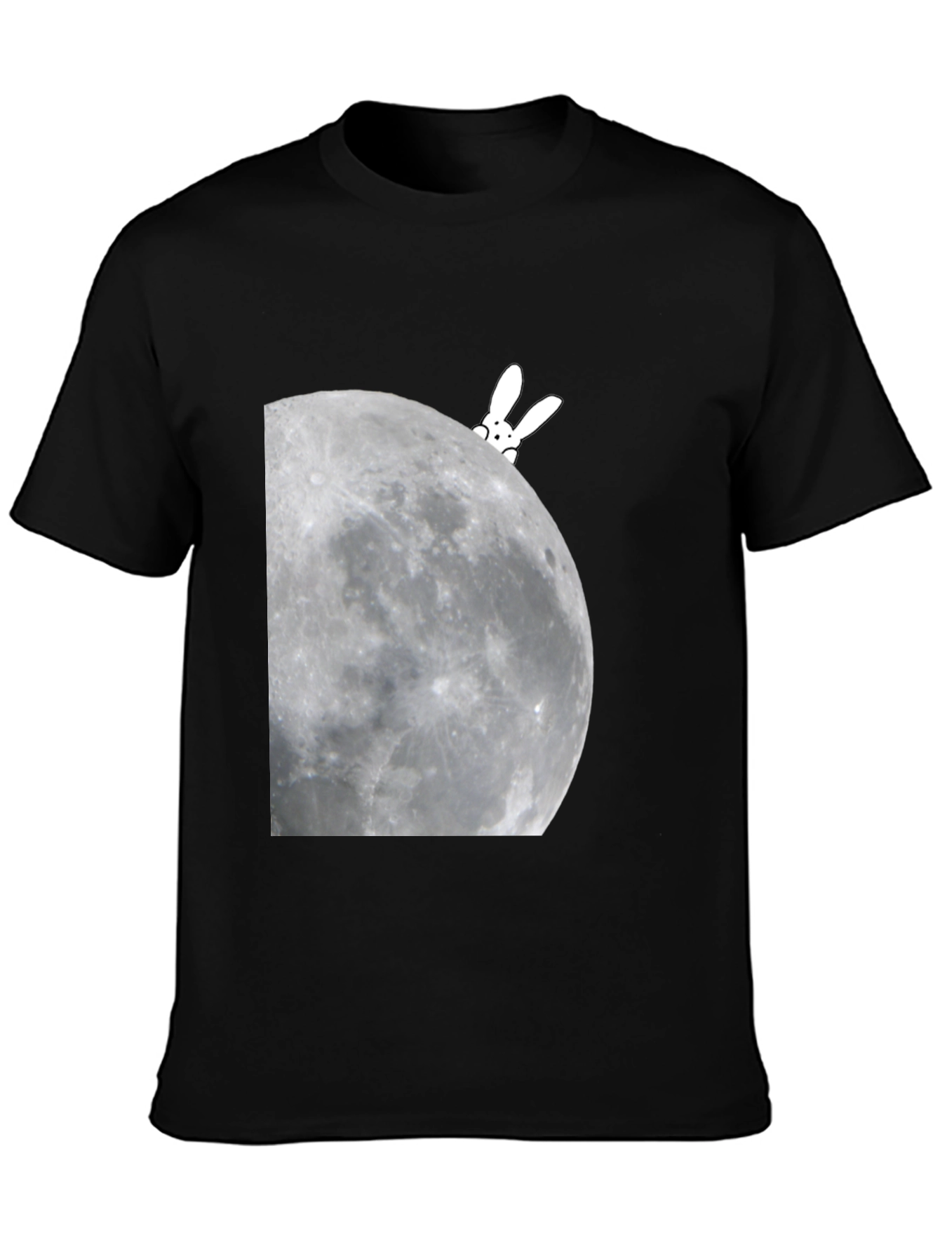 Black Bunny on the Moon Graphic Tee view 3