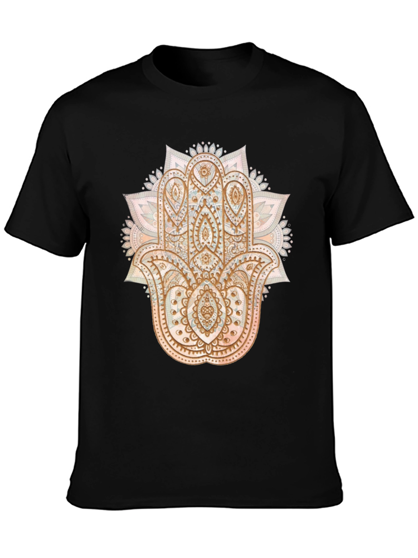 Black Hamsa Hand Graphic Tee - Boho Style view 3
