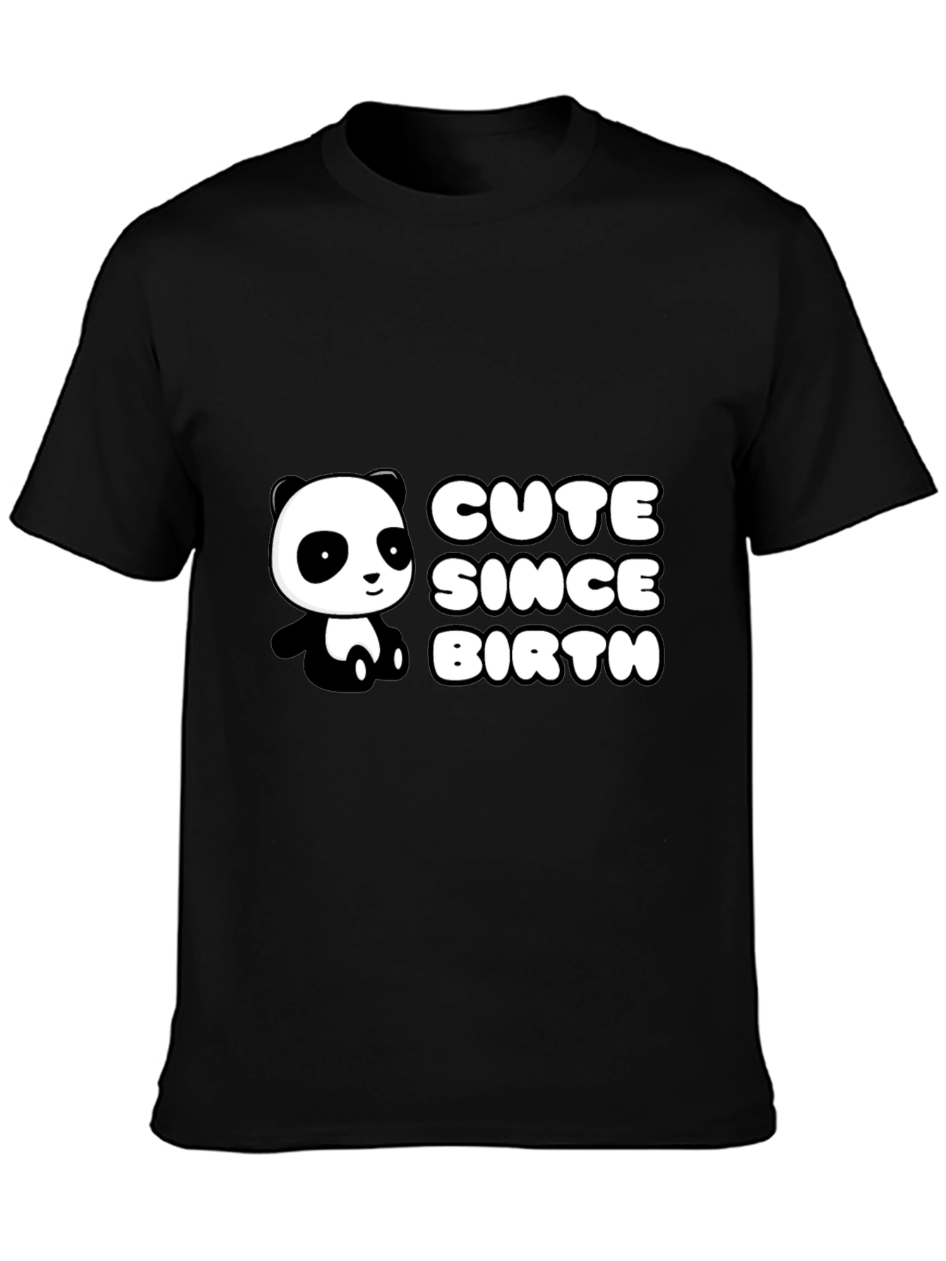Black Cute Panda Since Birth Black T-Shirt view 3