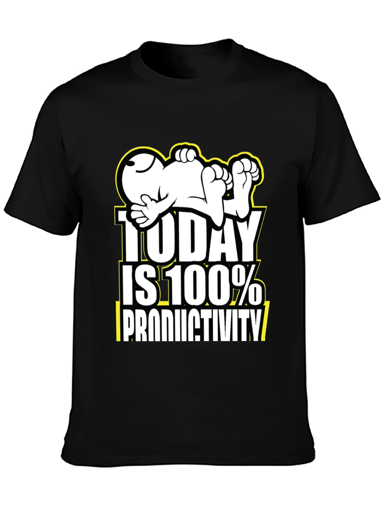 Black Funny Snoopy Today is 100% Productivity T-Shirt view 3
