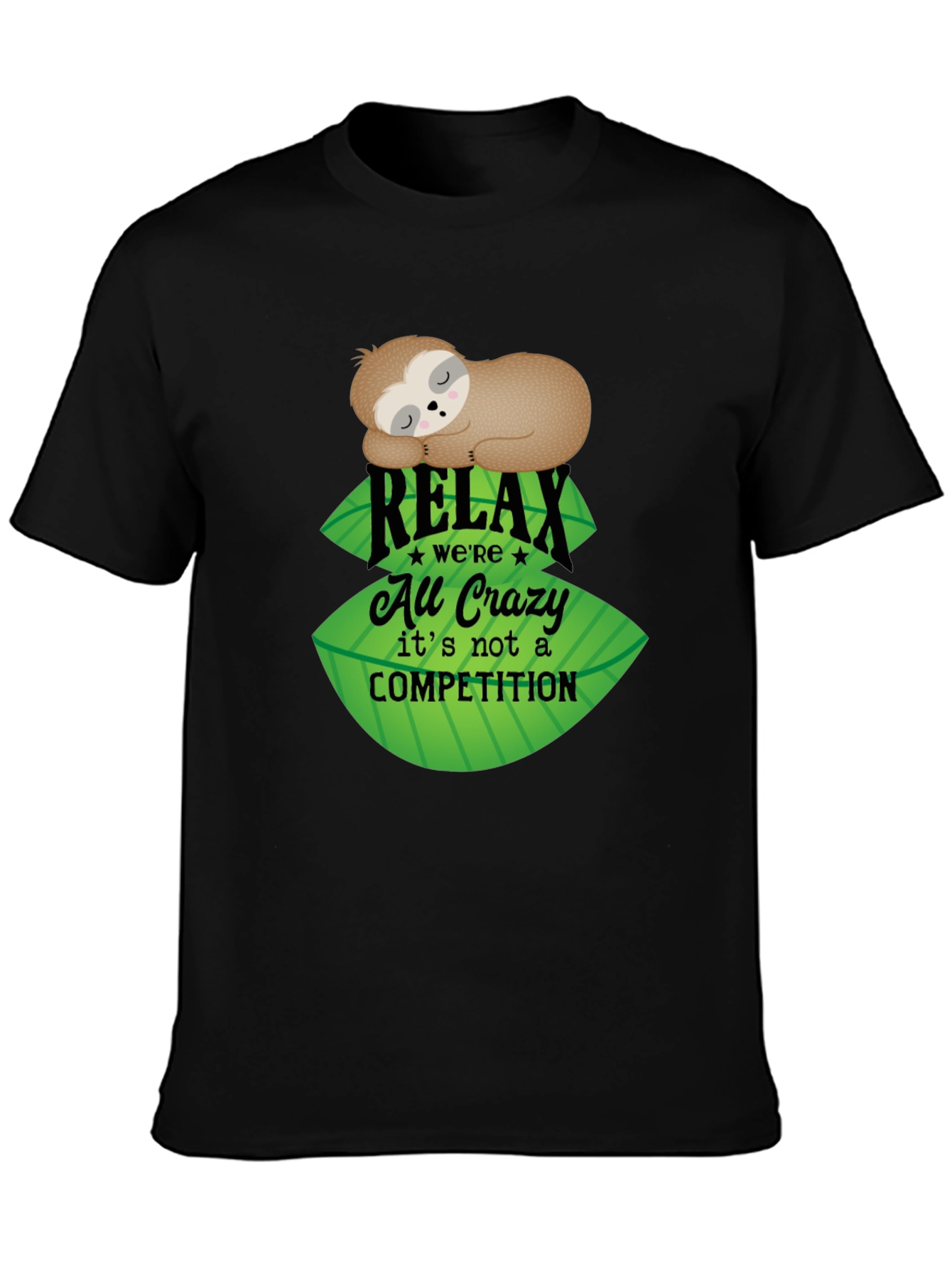 Black Relax Sloth Tee - No Competition view 3