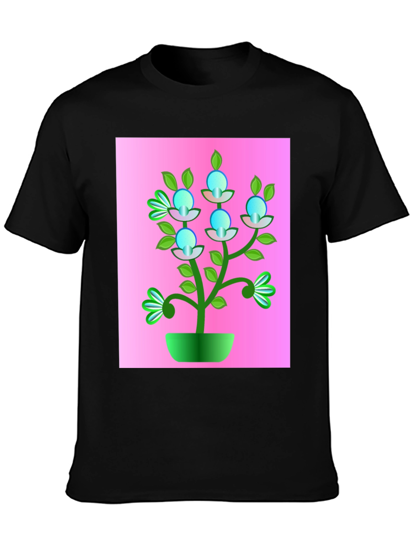 Black Abstract Plant Graphic Tee - Trendy Black T-Shirt view 3