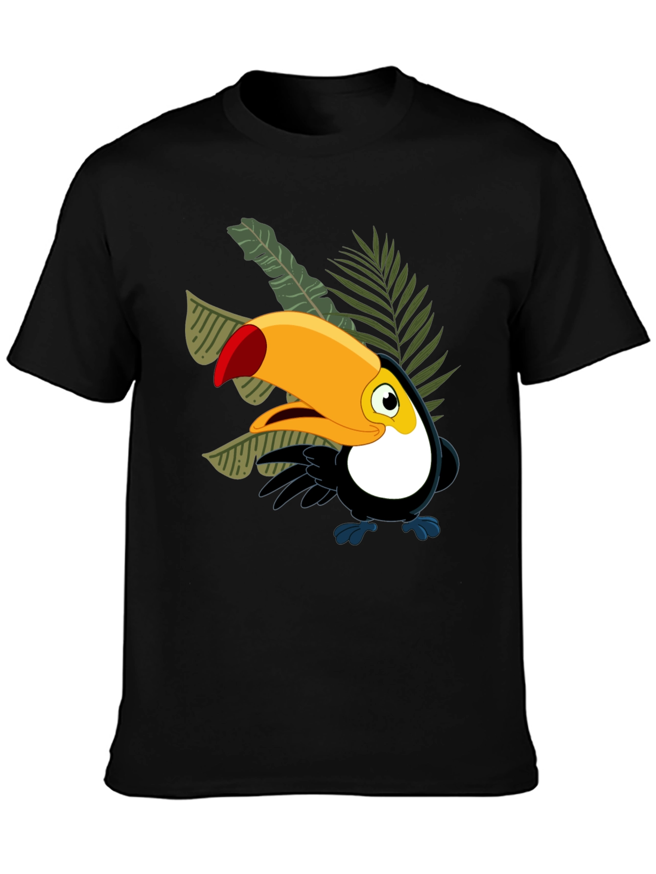 Black Cartoon Toucan Black T-Shirt view 3