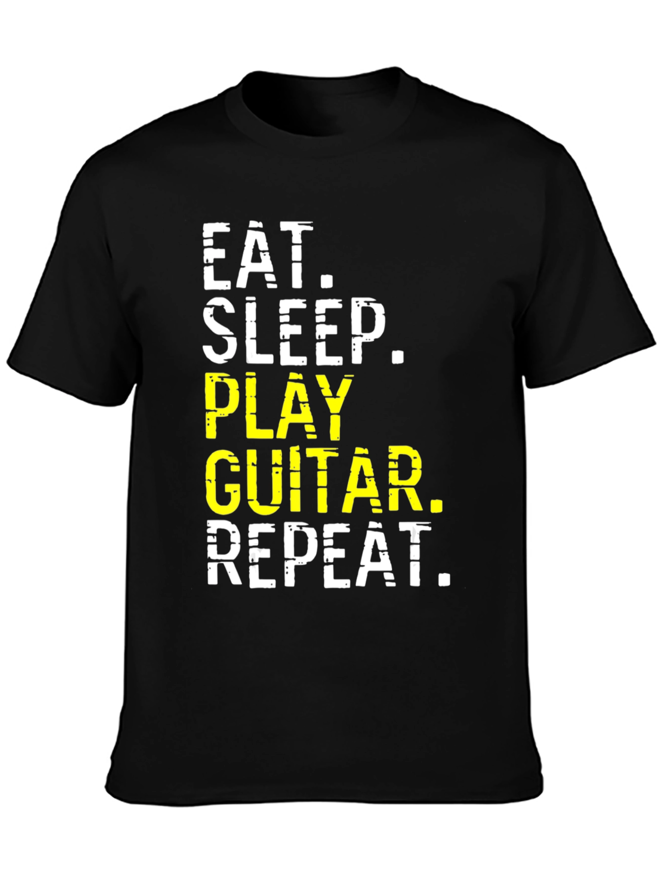 Black Eat Sleep Play Guitar Repeat Graphic Tee view 3