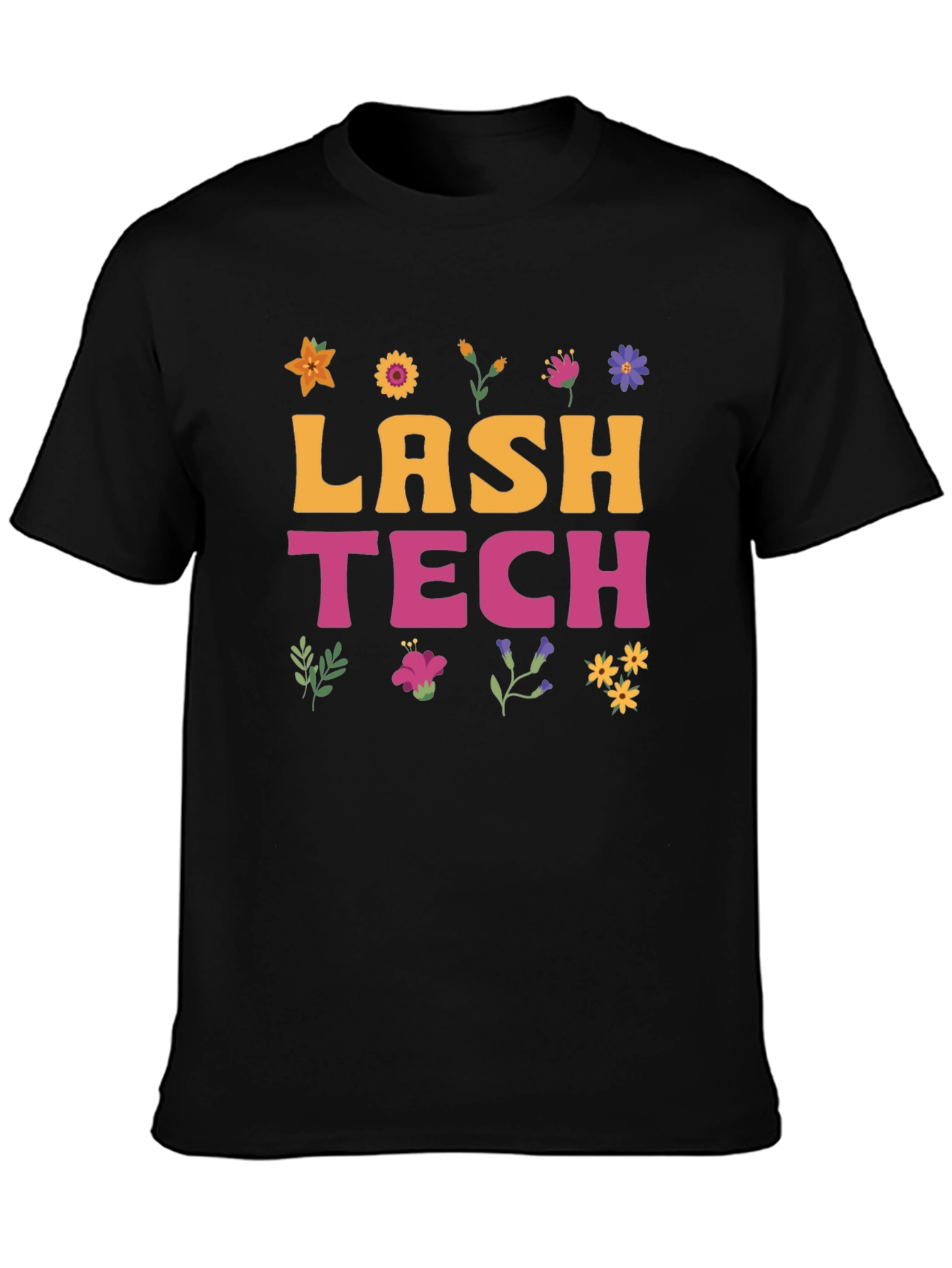 Black Lash Tech Flower Graphic Tee view 3