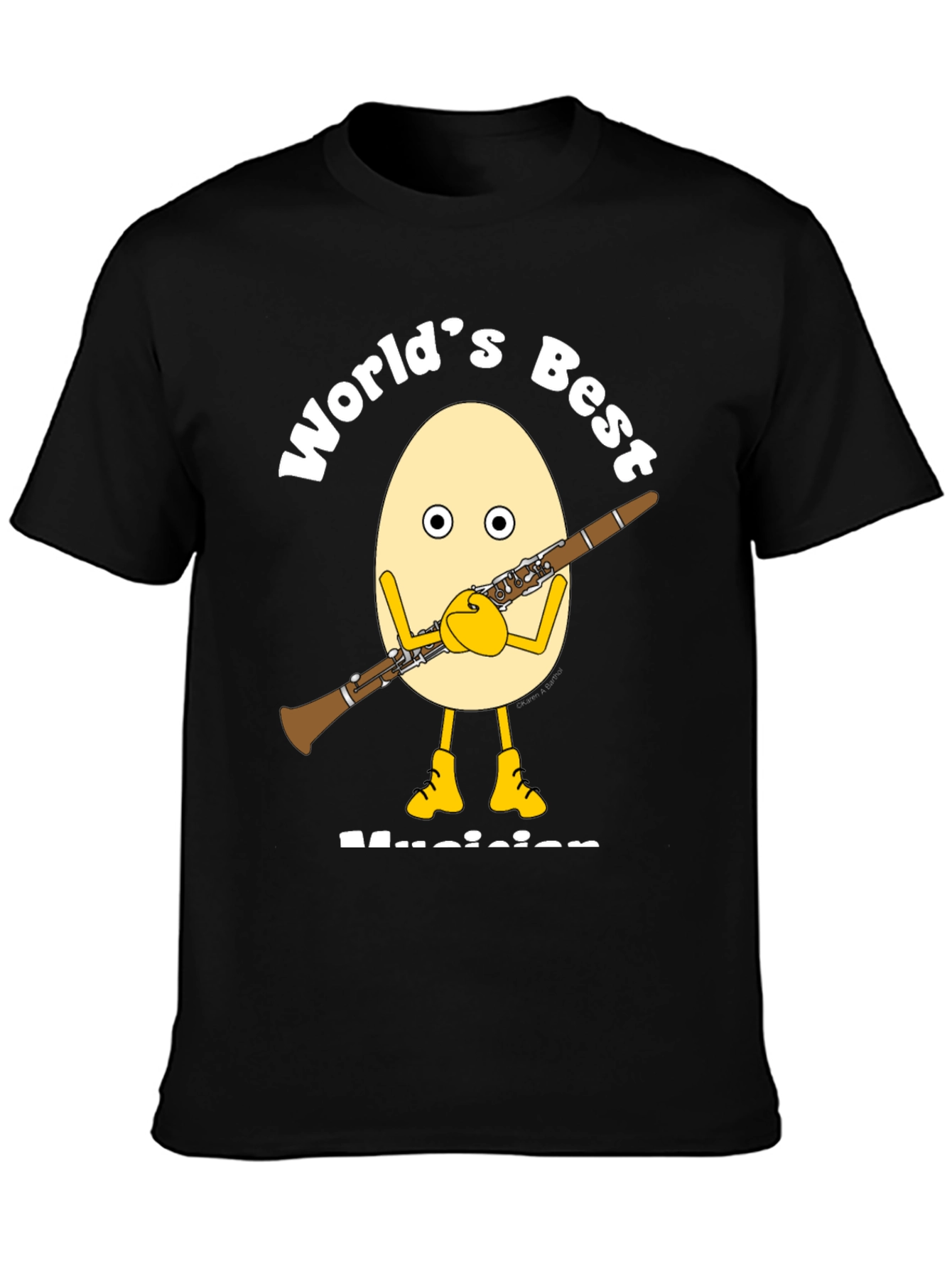 Black World's Best Musician Egg Humor T-Shirt view 3