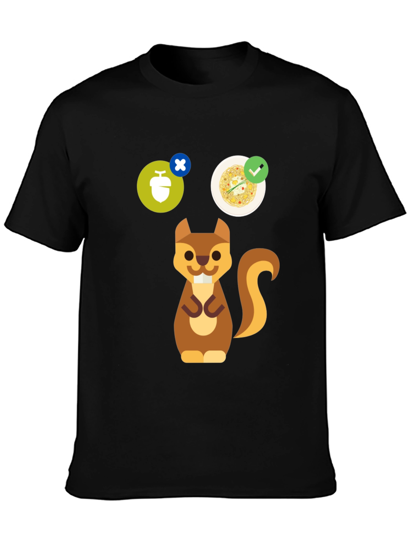 Black Whimsical Squirrel Graphic Tee - Nut Allergy Design view 3