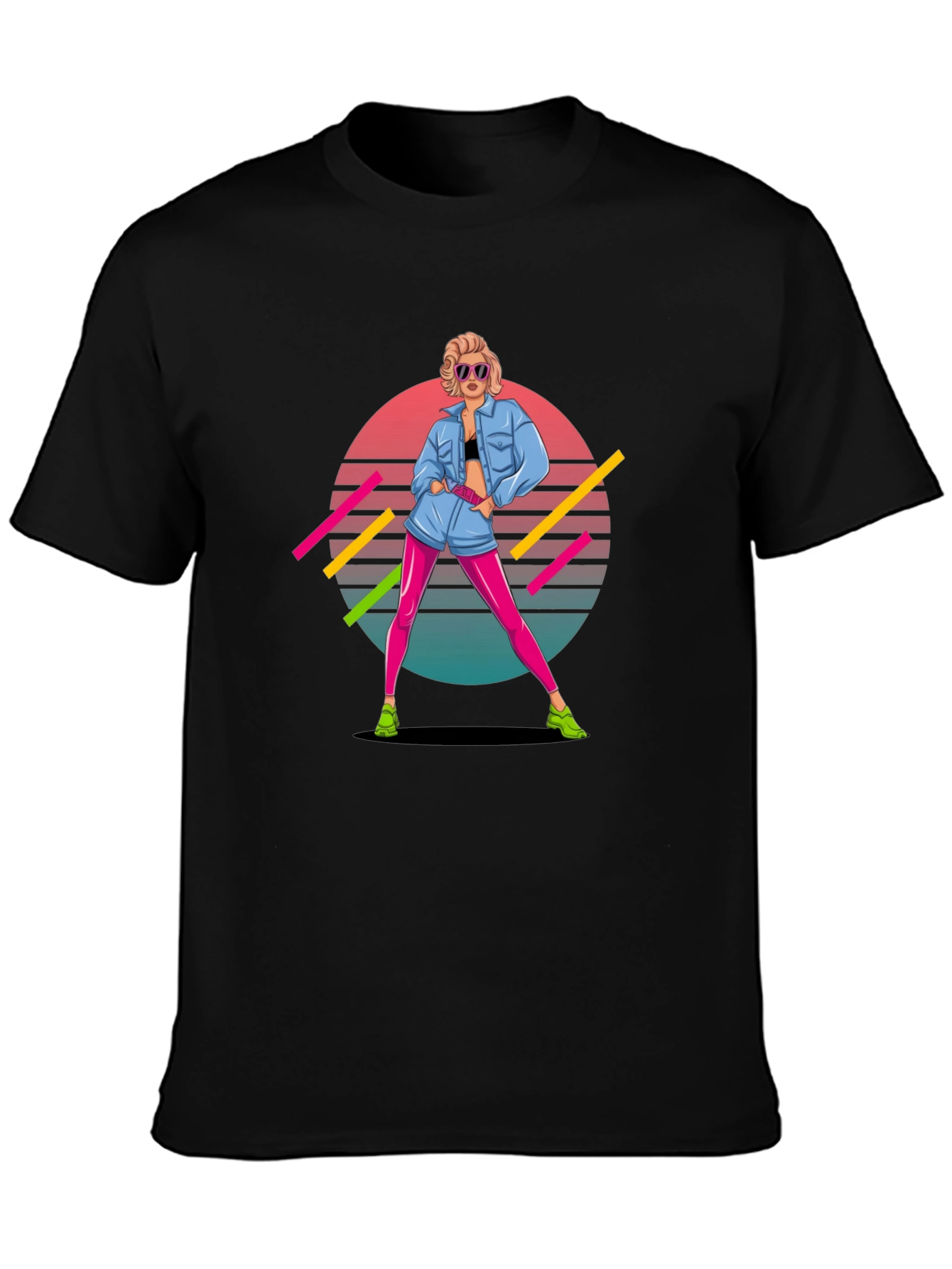 Black Retro 80s Graphic Tee - Pop Culture Style view 3