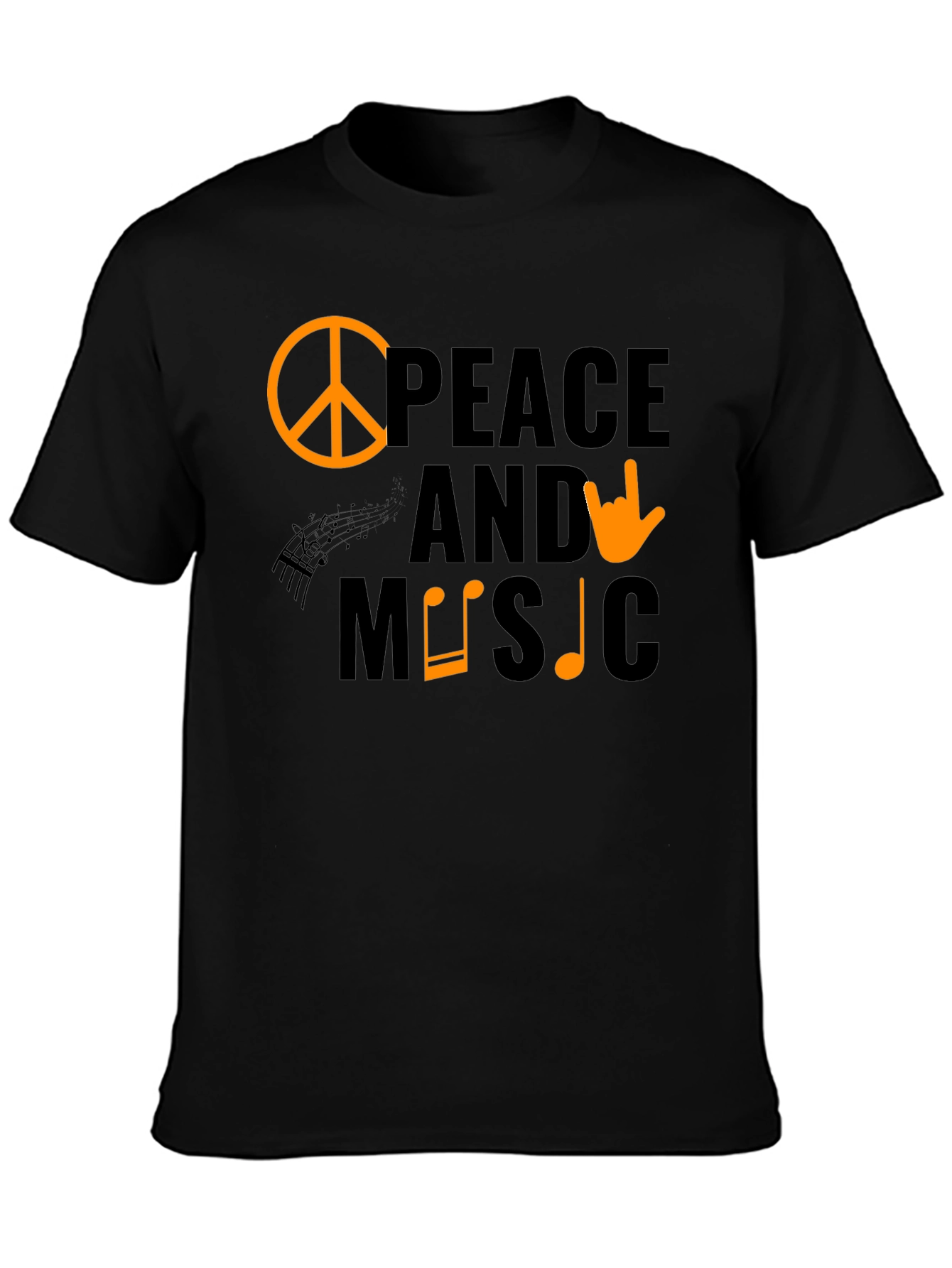 Black Peace and Music T-Shirt view 3