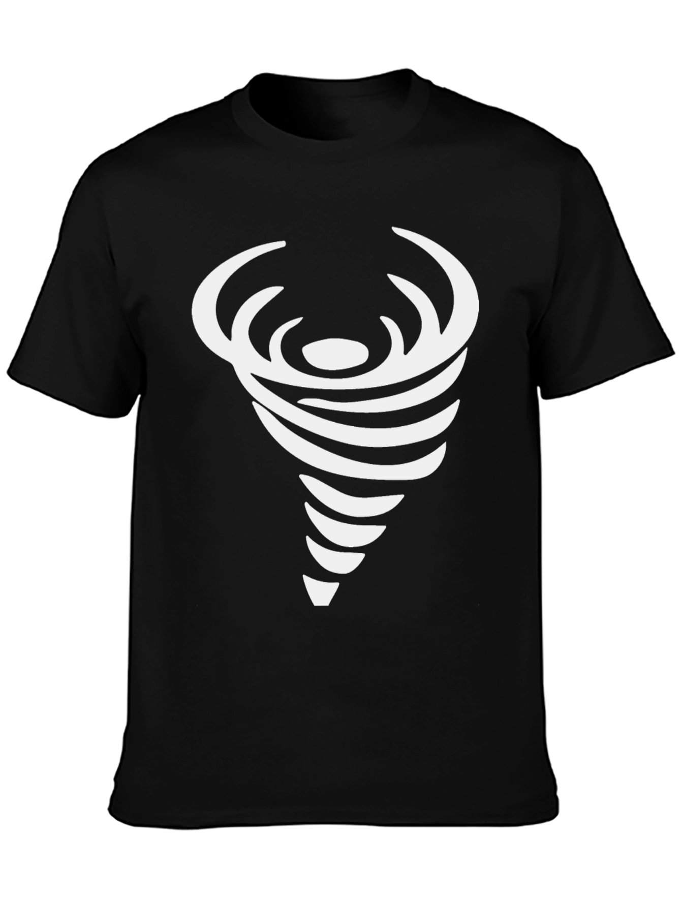 Black Men's Black Tee with Abstract Swirl Design view 3