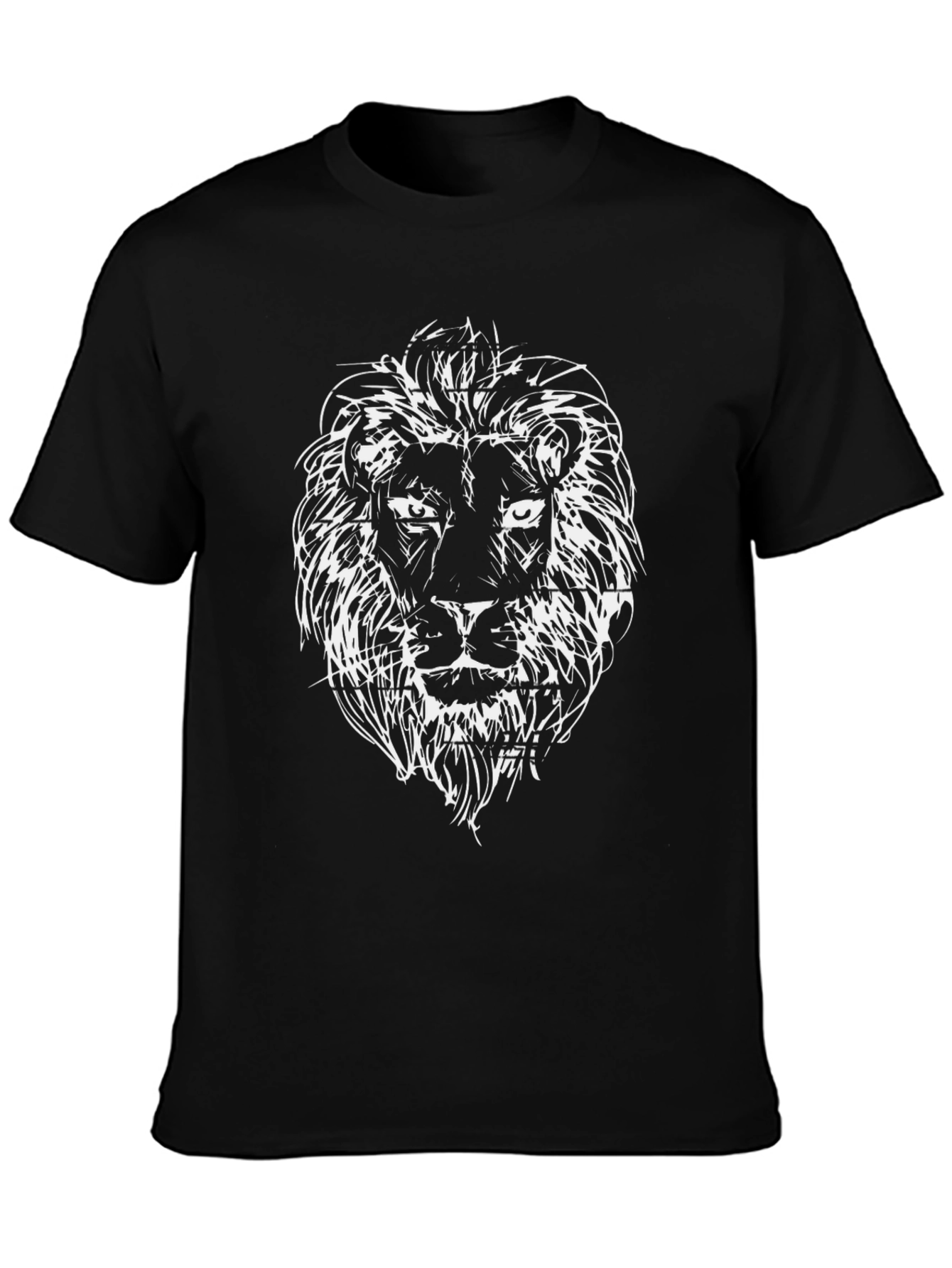 Black Lion Sketch Black T-Shirt view 3