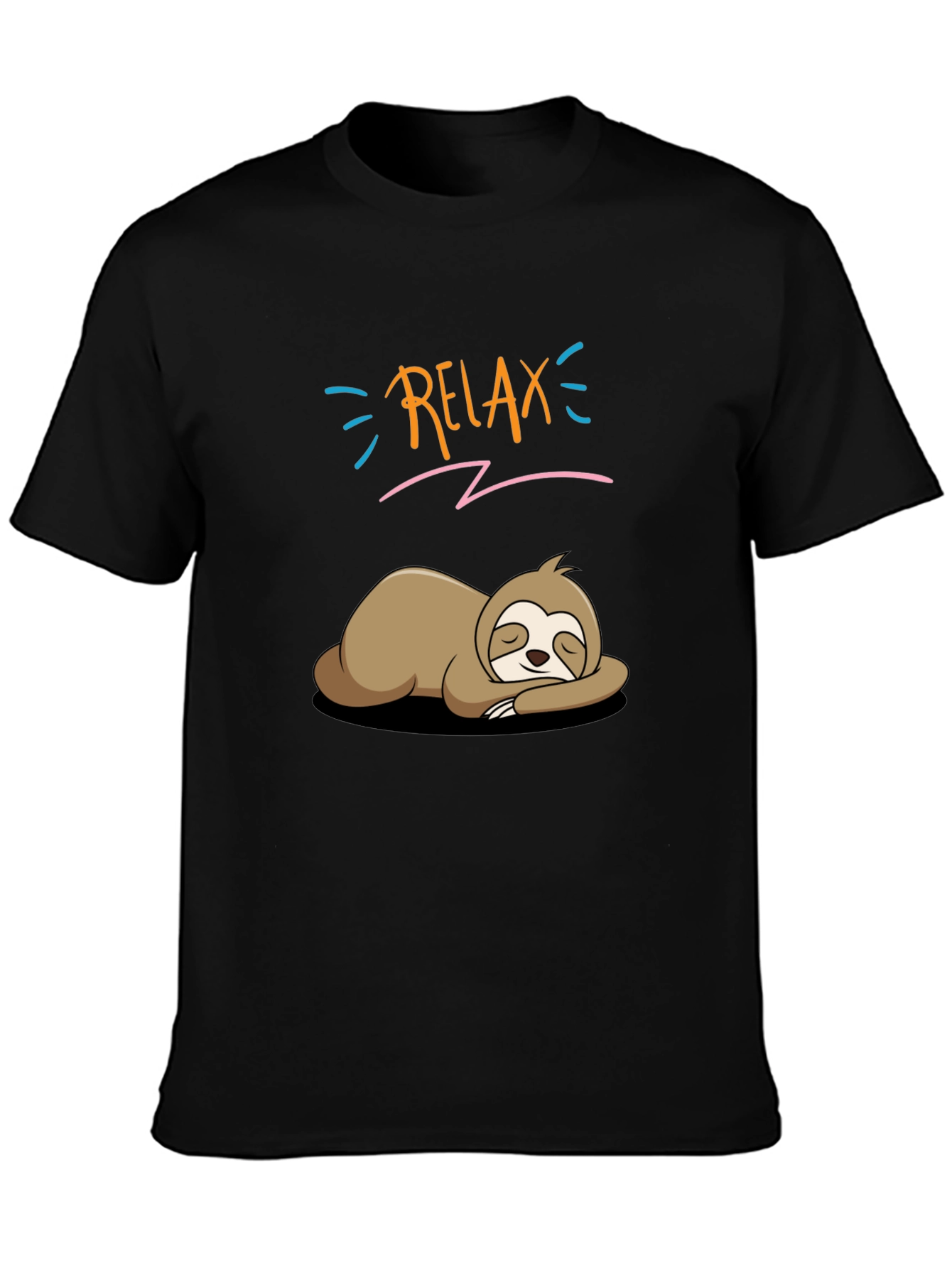 Black Relax Sloth T-Shirt - Funny Lazy Animal Tee view 3