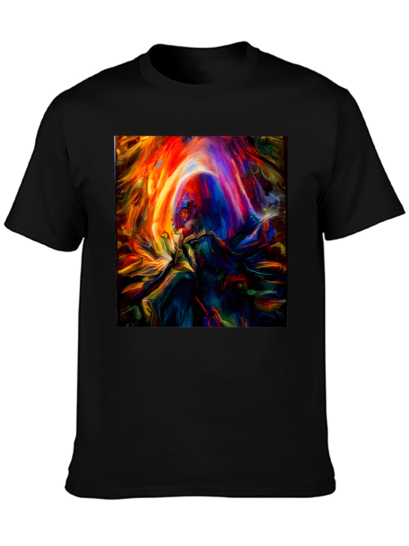 Black Vibrant Abstract Art Graphic Print Black T-Shirt view 3