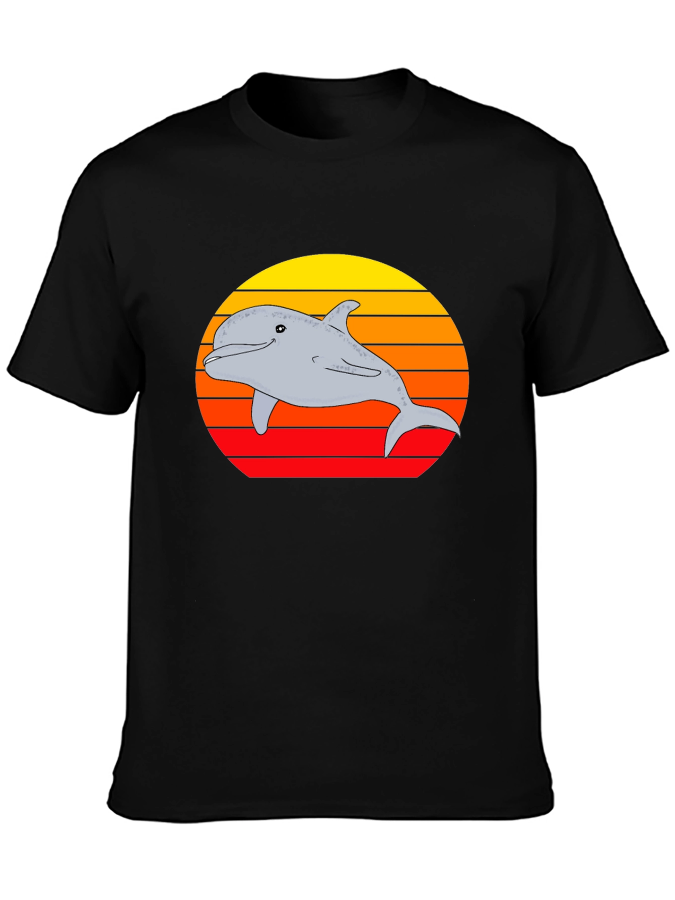 Black Dolphin Sunset Graphic Tee view 3