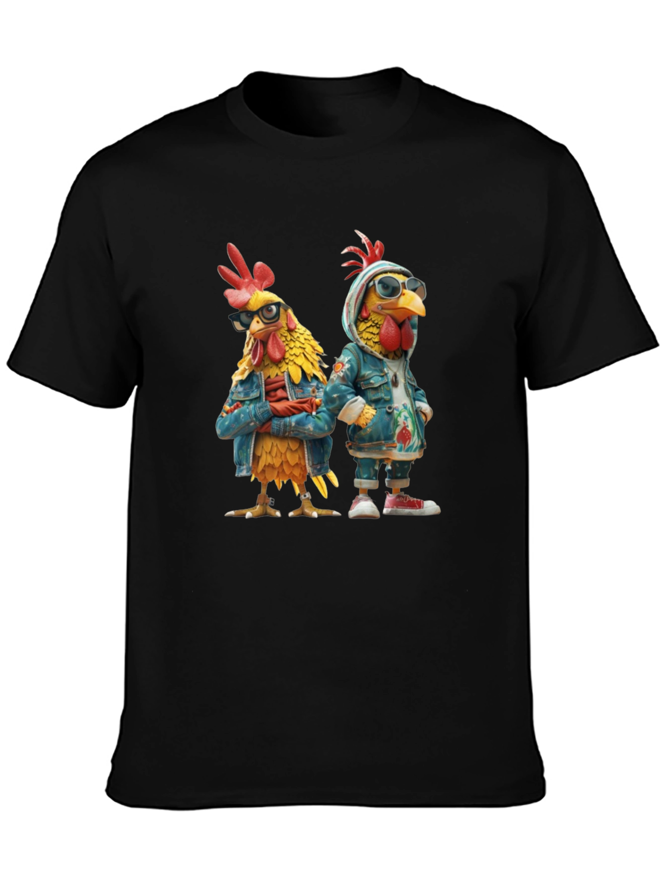 Black Cool Chickens T-Shirt - Urban Style view 3