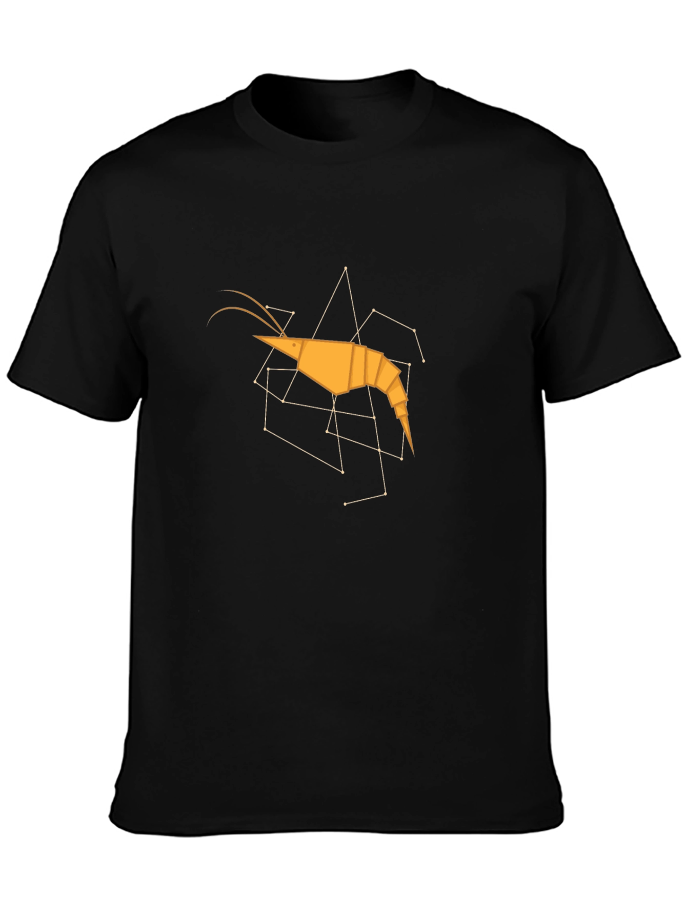 Black Geometric Shrimp Graphic Tee - Modern Art Shirt view 3