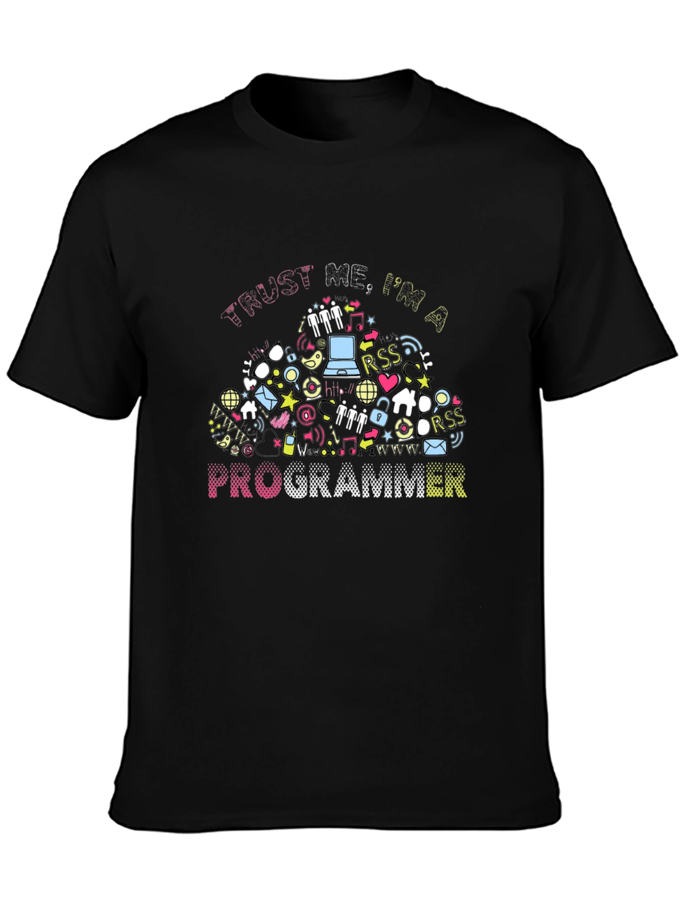 Black Trust Me I'm a Programmer Graphic T-Shirt view 3