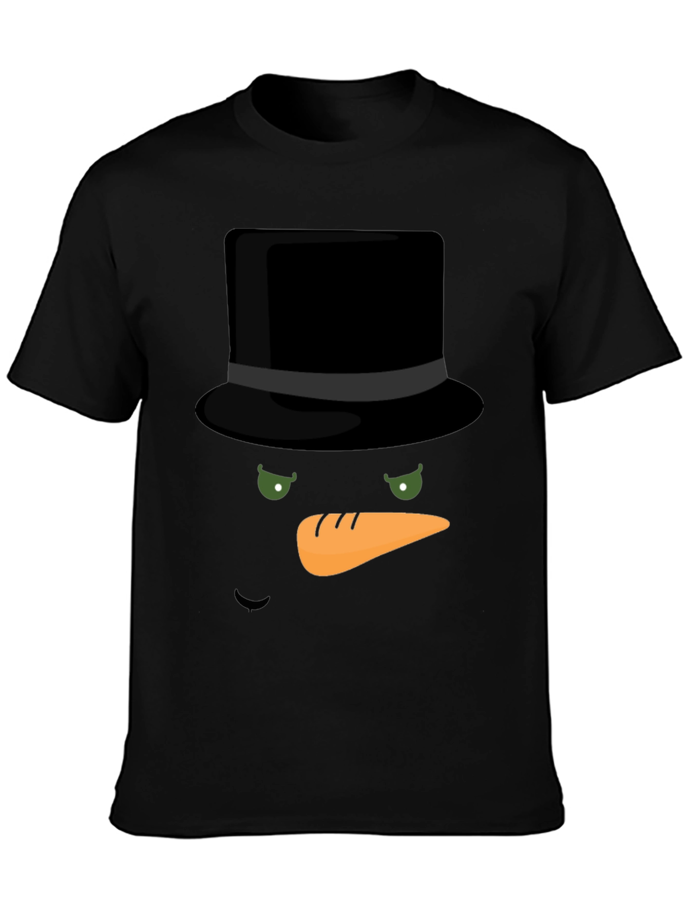 Black Snowman Face T-Shirt - Holiday Festive Apparel view 3