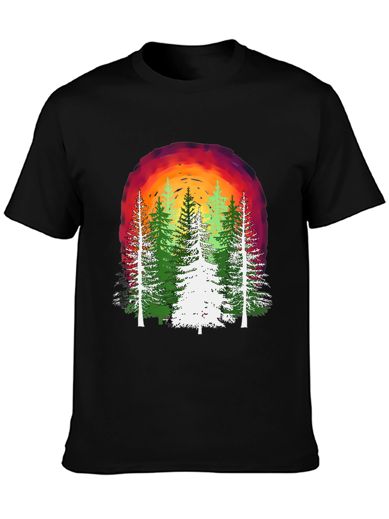 Black Nature Sunset Graphic T-Shirt view 3