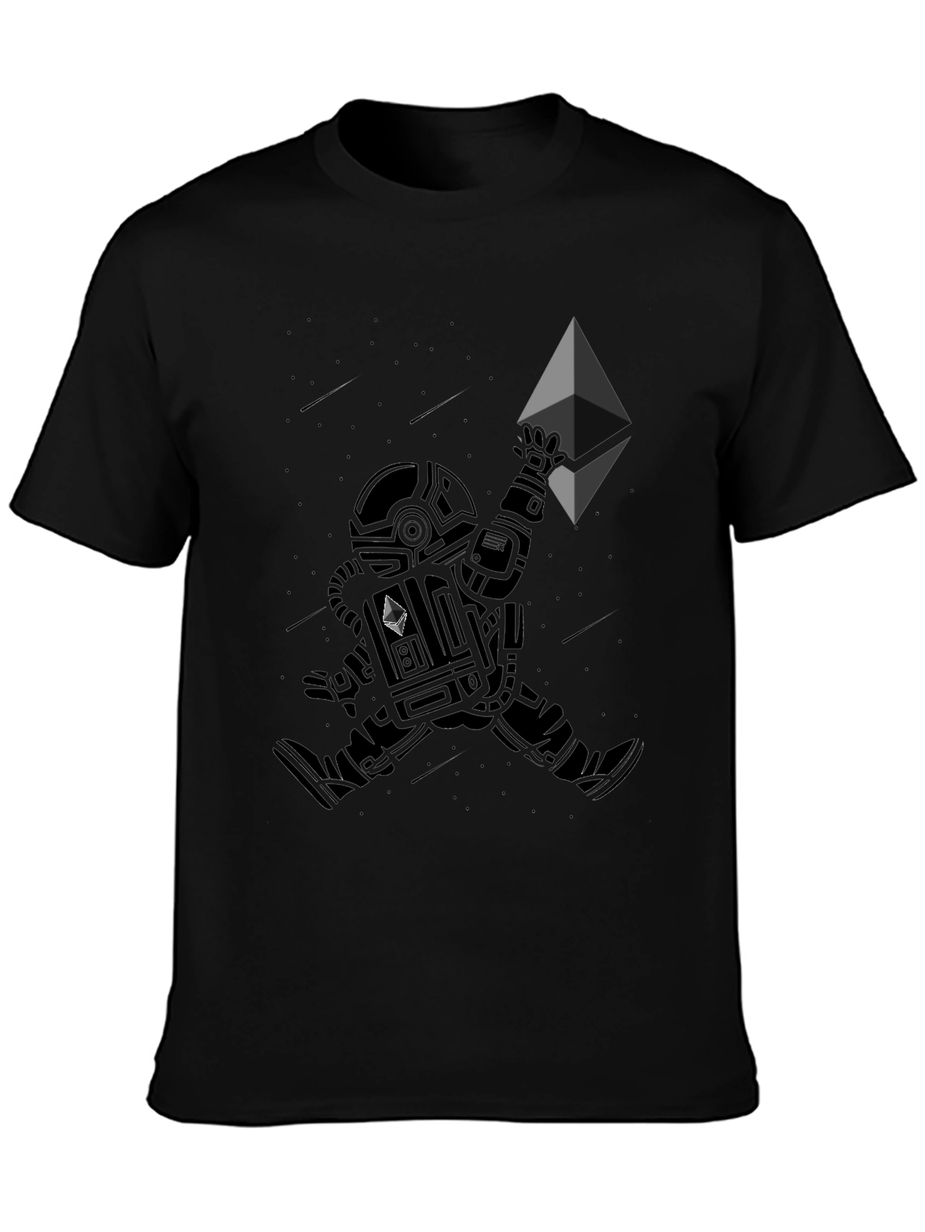 Black Astronaut Ethereum Crypto Black T-Shirt view 3