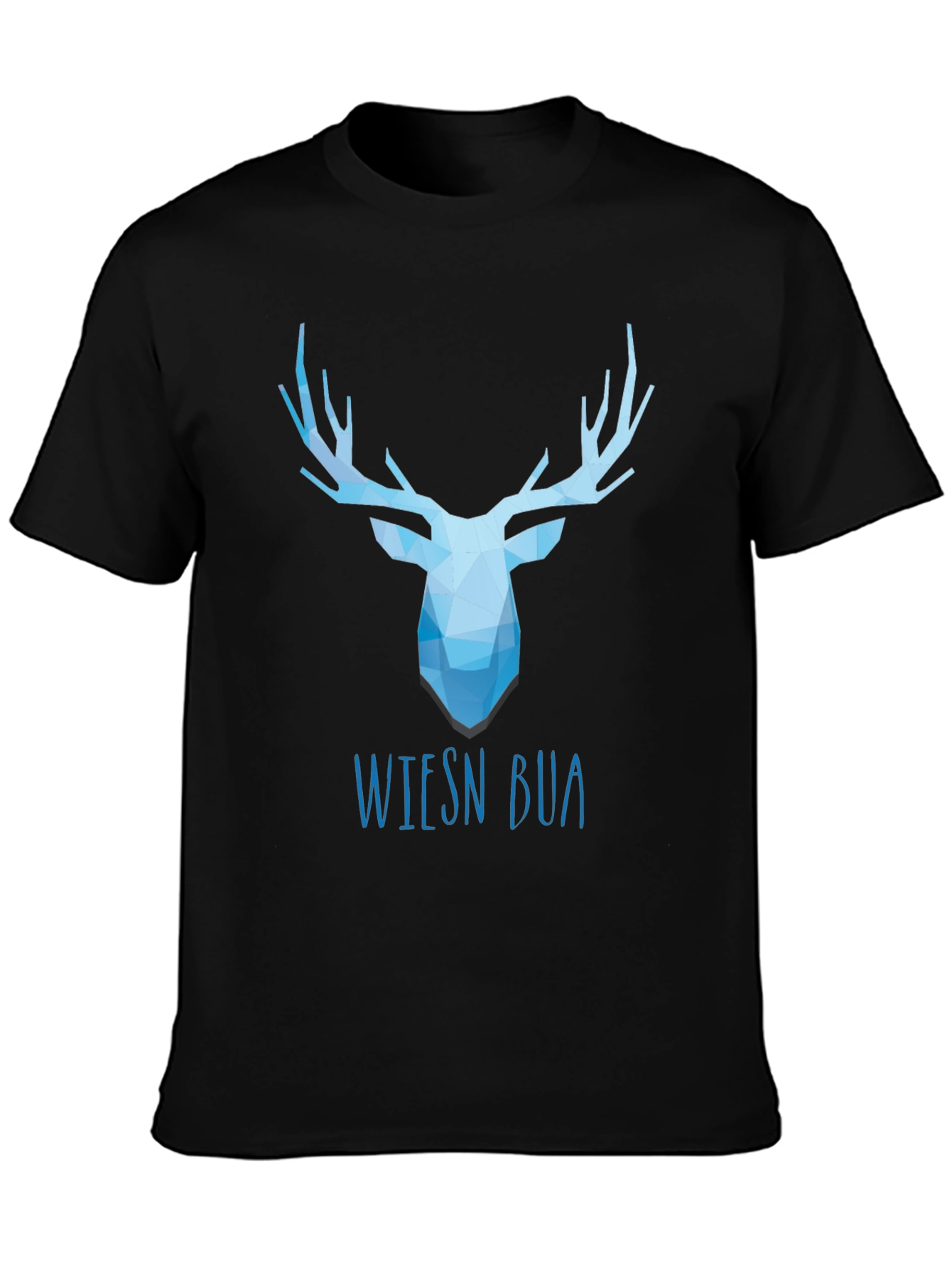 Black Geometric Stag Tee - Wiesn Bua Black T-Shirt view 3