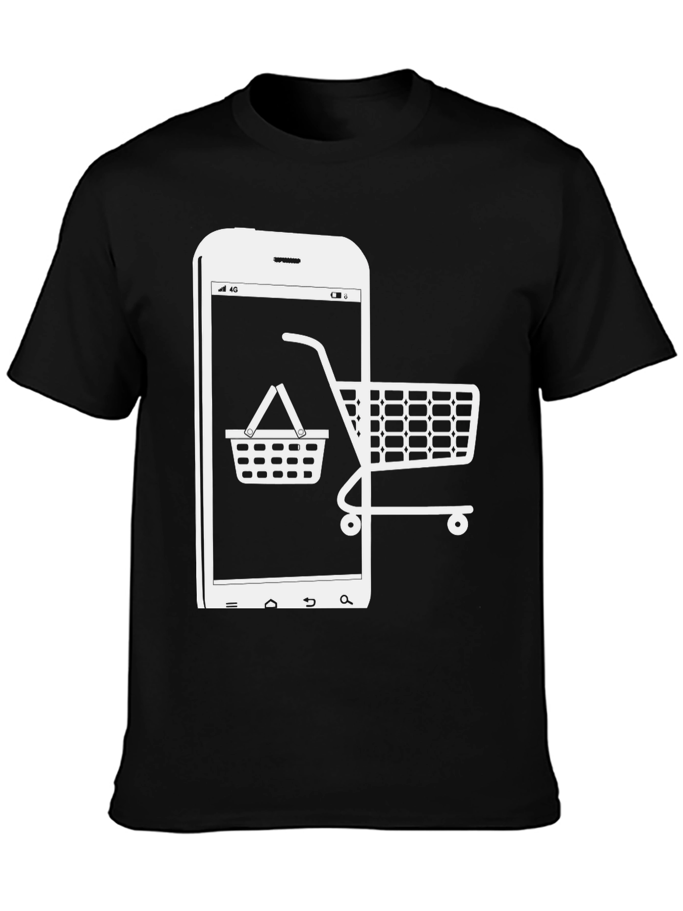 Online Shopping Tee - Smartphone & Cart Design - 3