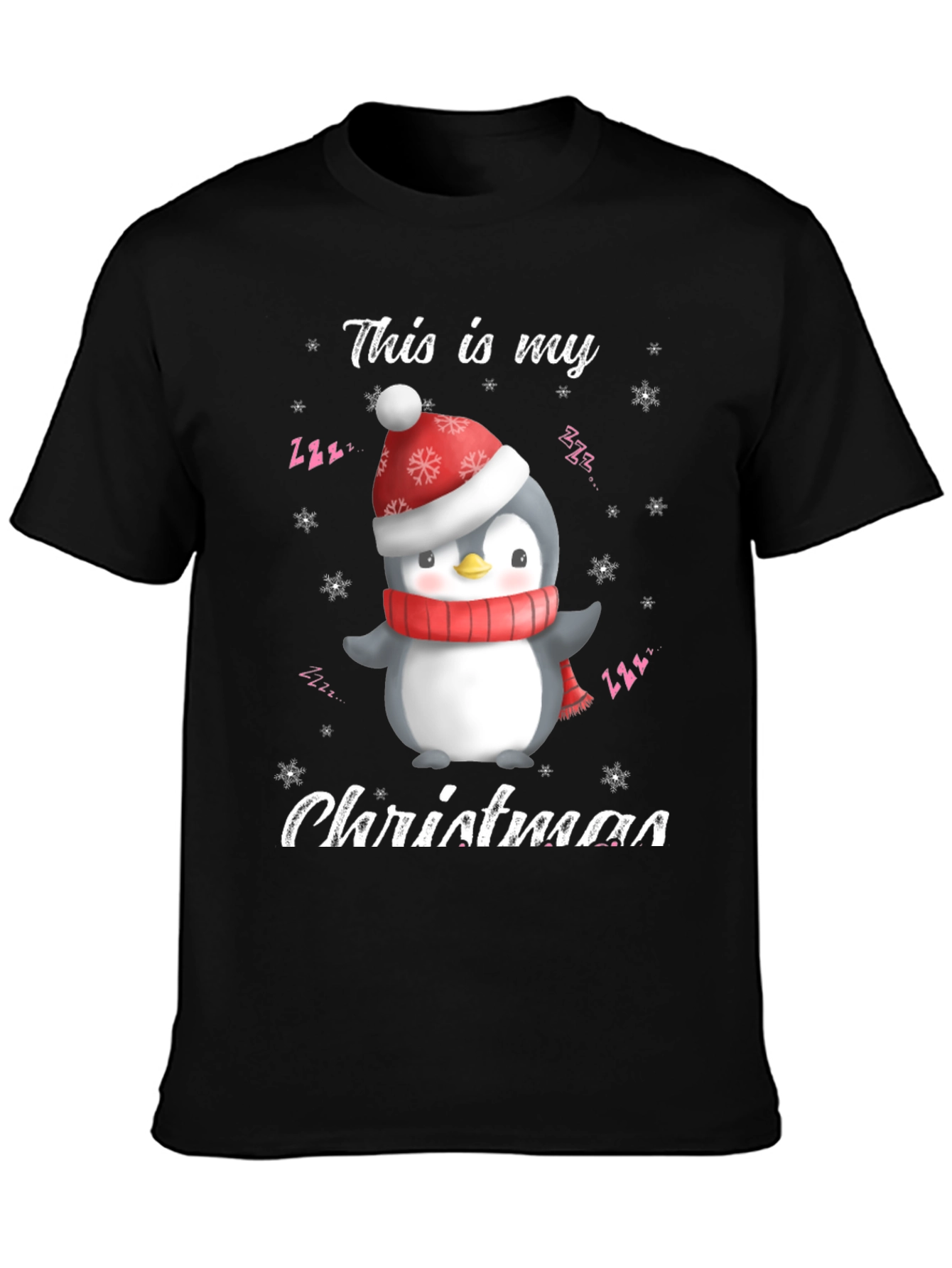 Black Christmas Penguin T-Shirt view 3