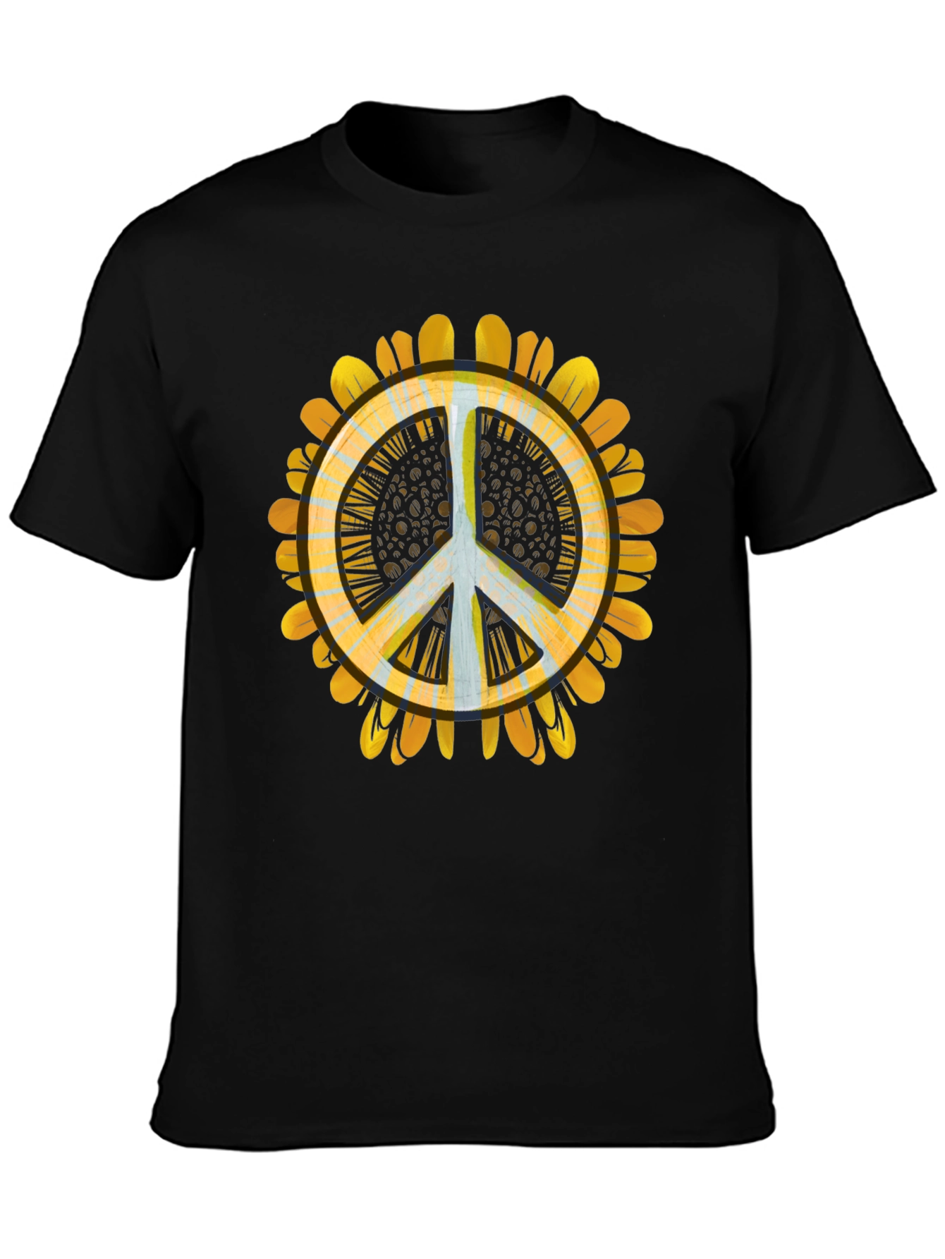 Black Peace Sunflower Graphic Tee - Relaxed Fit view 3