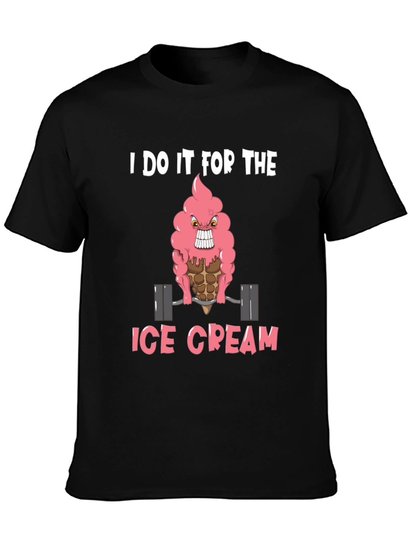 Black I Do It For The Ice Cream Graphic Tee - Funny Gym Shirt view 3