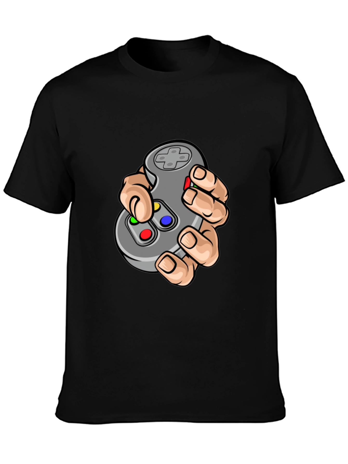 Black Gamer T-Shirt - Cartoon Controller Graphic Tee view 3