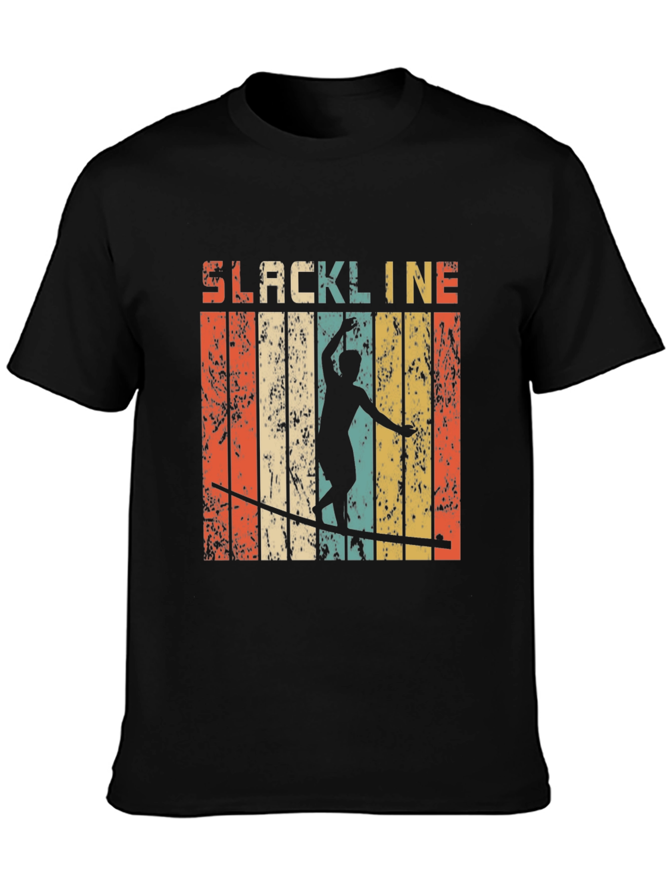 Black Retro Slackline T-Shirt - Vintage Style Black Tee view 3