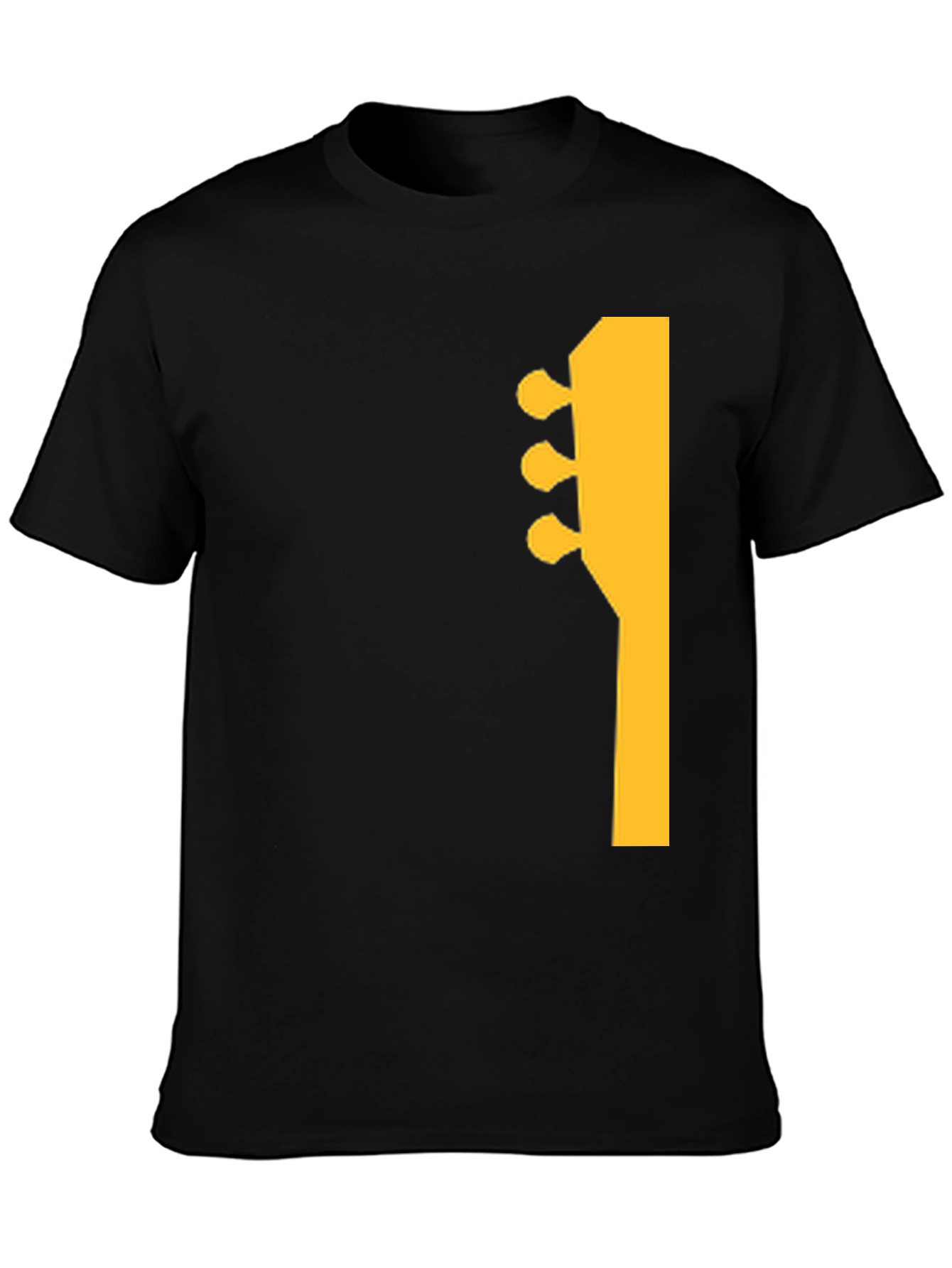 Black Guitar Headstock Graphic Tee - Black Cotton Casual Shirt view 3