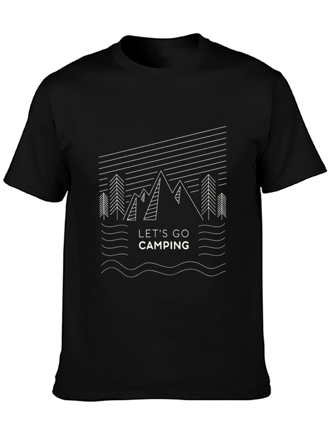 Black Let's Go Camping Graphic Tee - Black view 3
