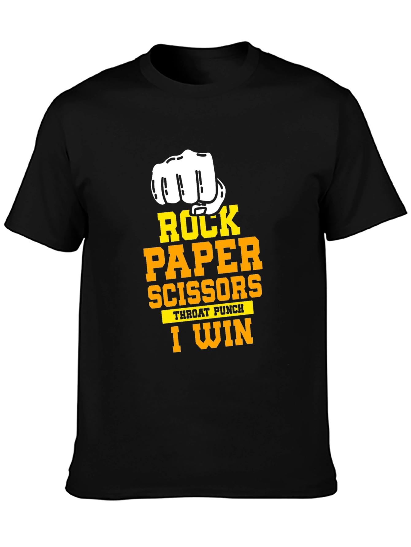 Black Rock Paper Scissors I Win Black T-Shirt view 3