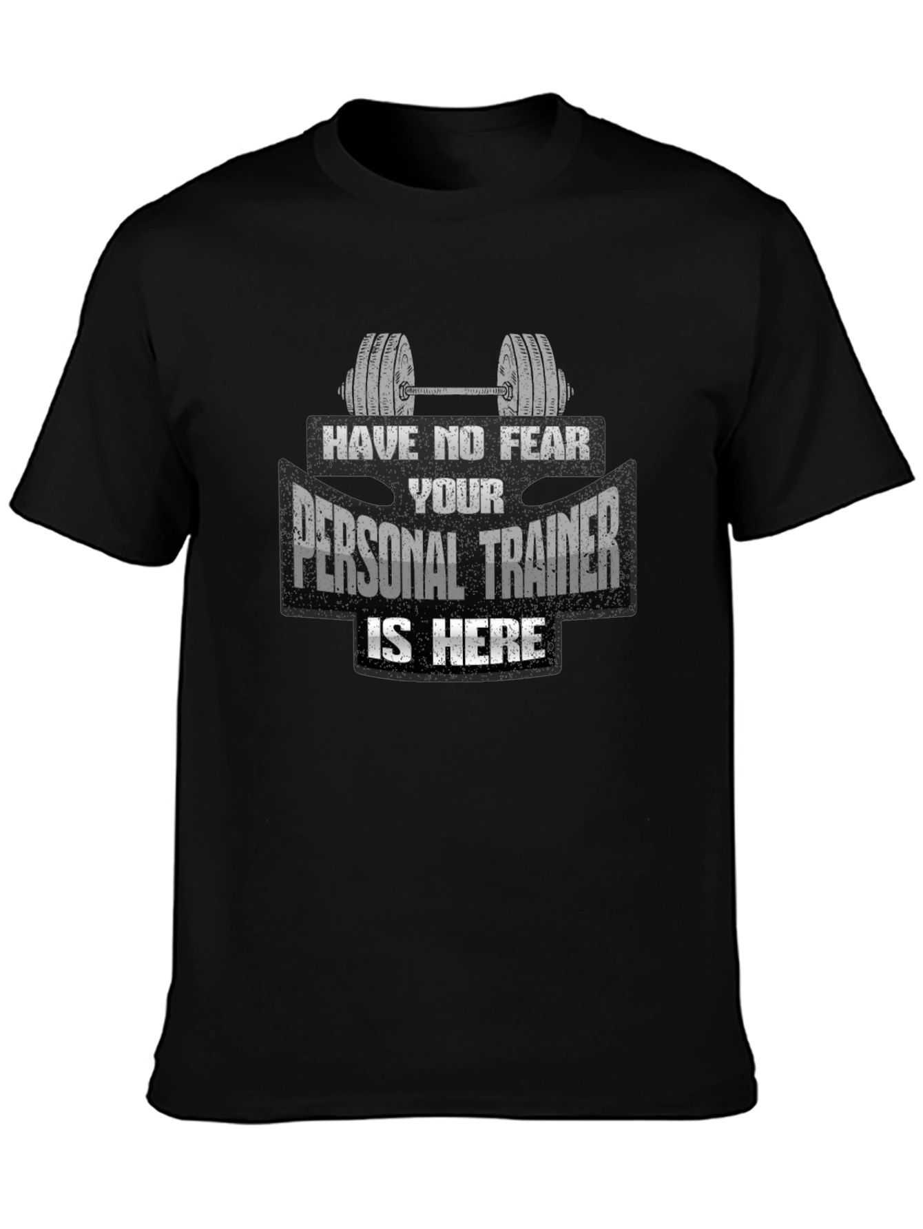Black Personal Trainer Graphic Tee - Black Cotton T-Shirt view 3