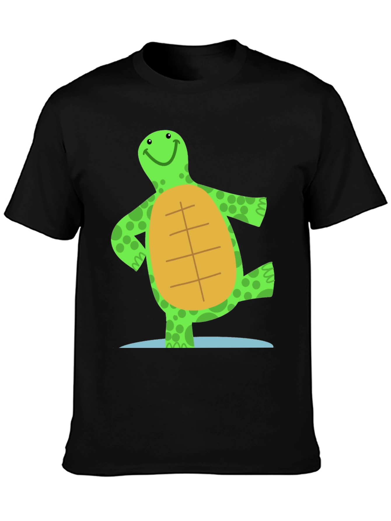 Black Cheerful Turtle Graphic Tee - Black Cotton Blend view 3