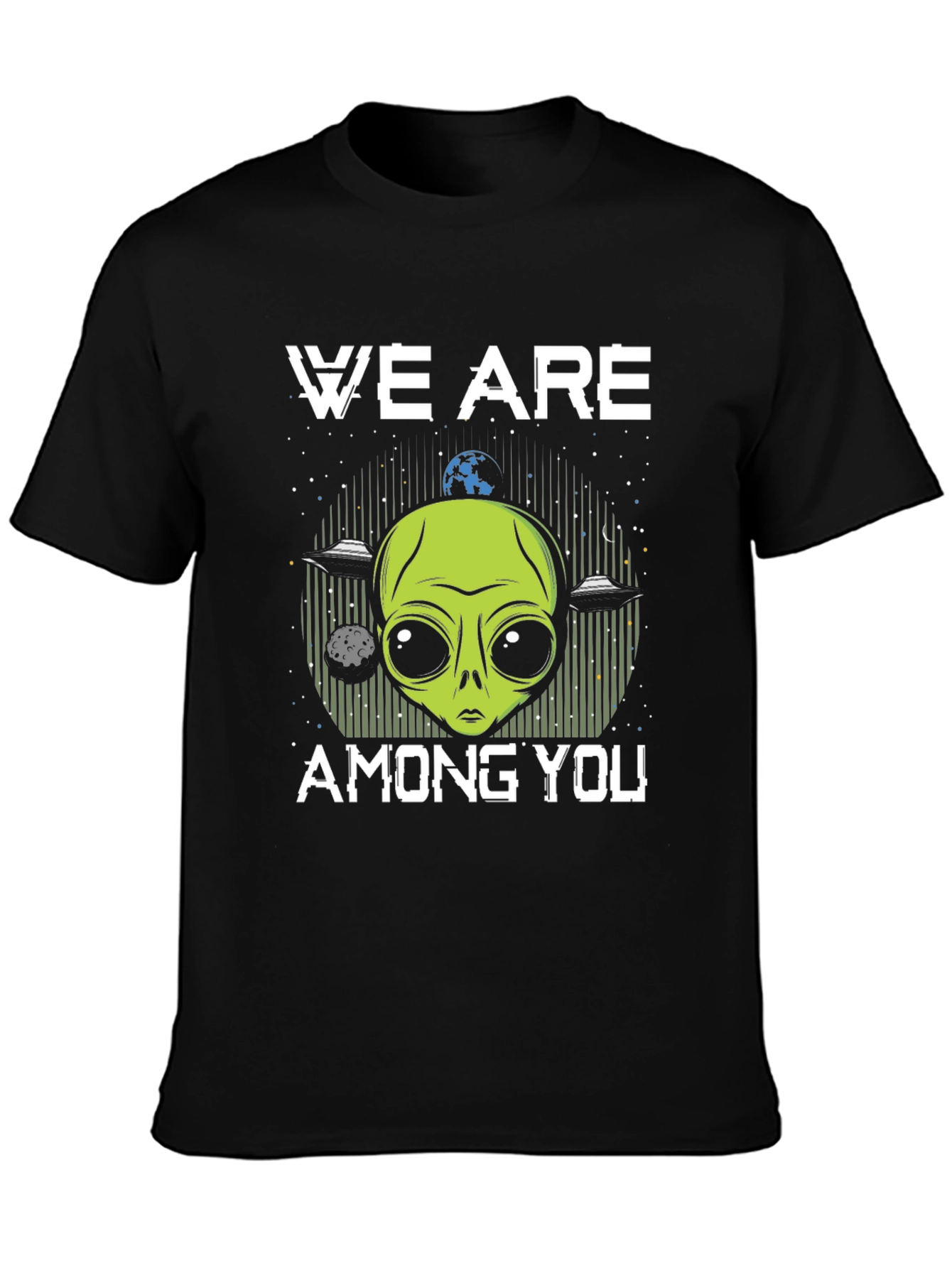 Black We Are Among You Alien Graphic T-Shirt view 3