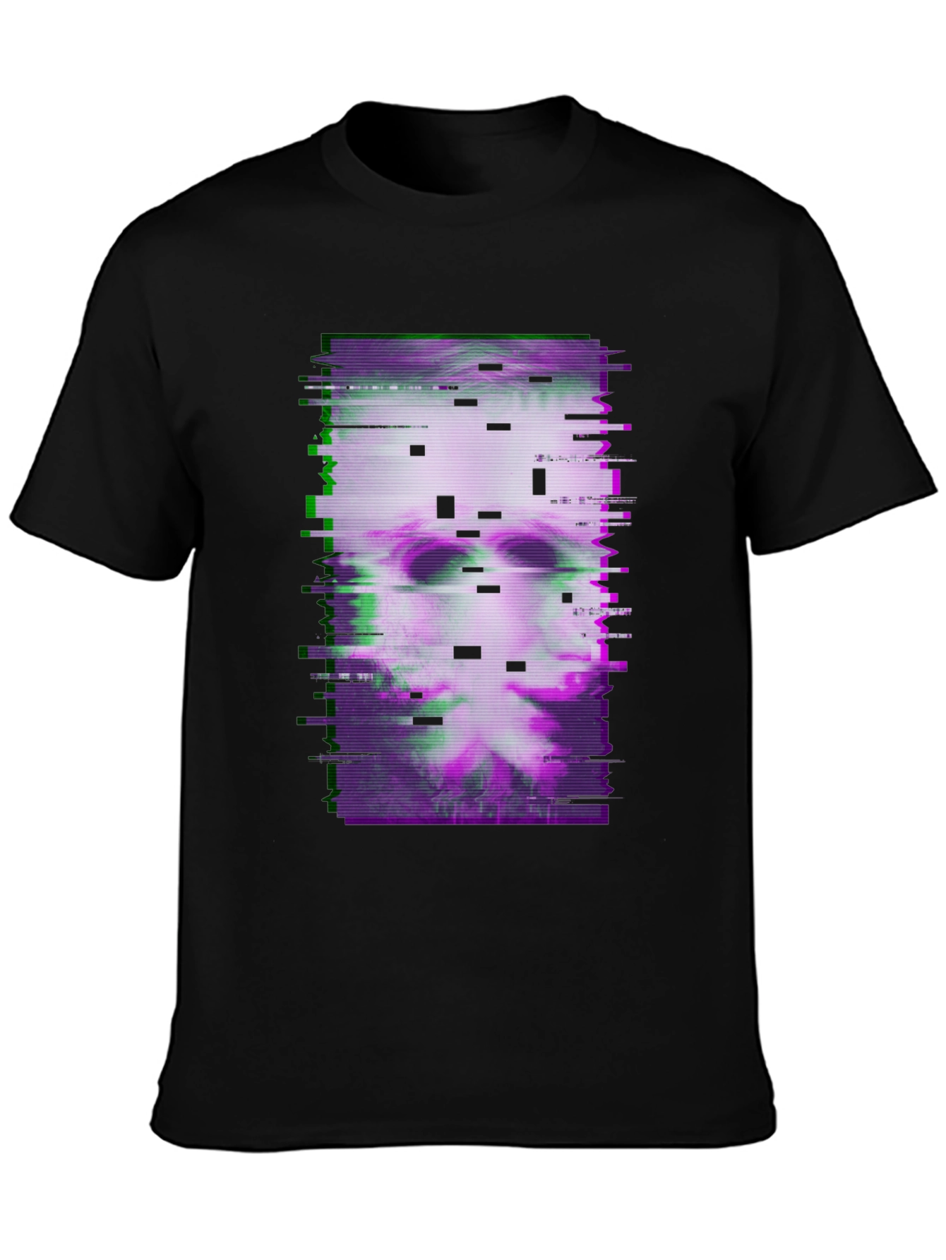 Black Glitch Art Graphic Tee - Dark Aesthetic T-Shirt view 3