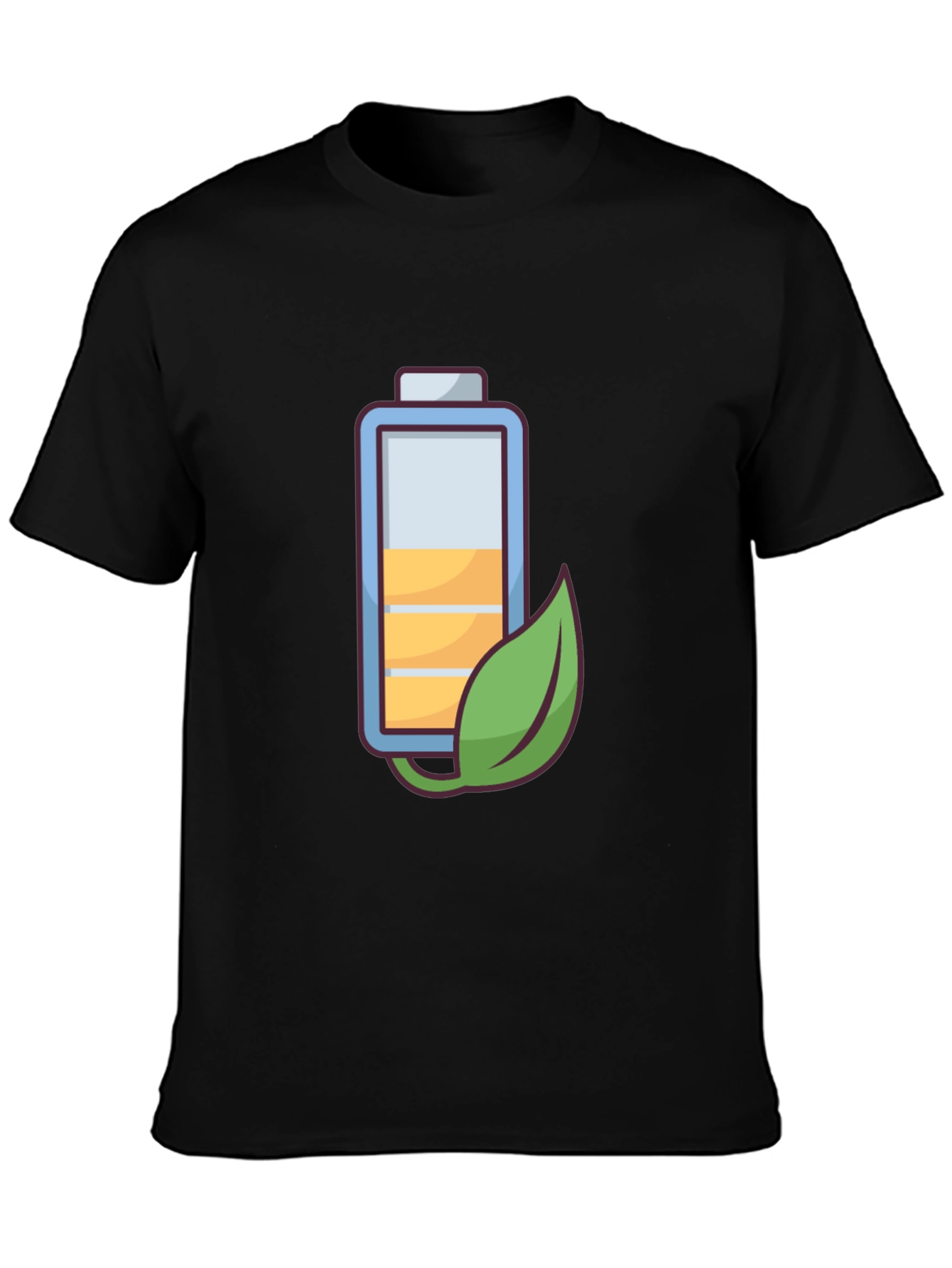 Black Eco-Friendly Battery Graphic Tee - Black Cotton Blend view 3