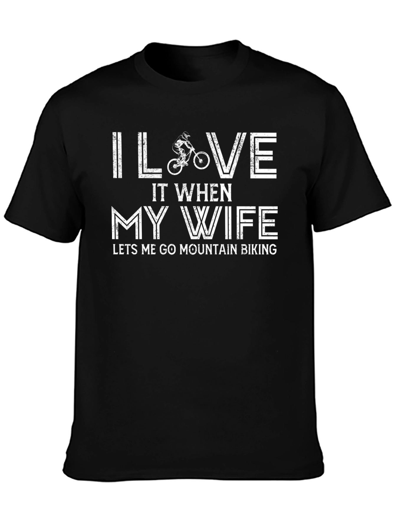 Black I Love My Wife Mountain Biking T-Shirt view 3