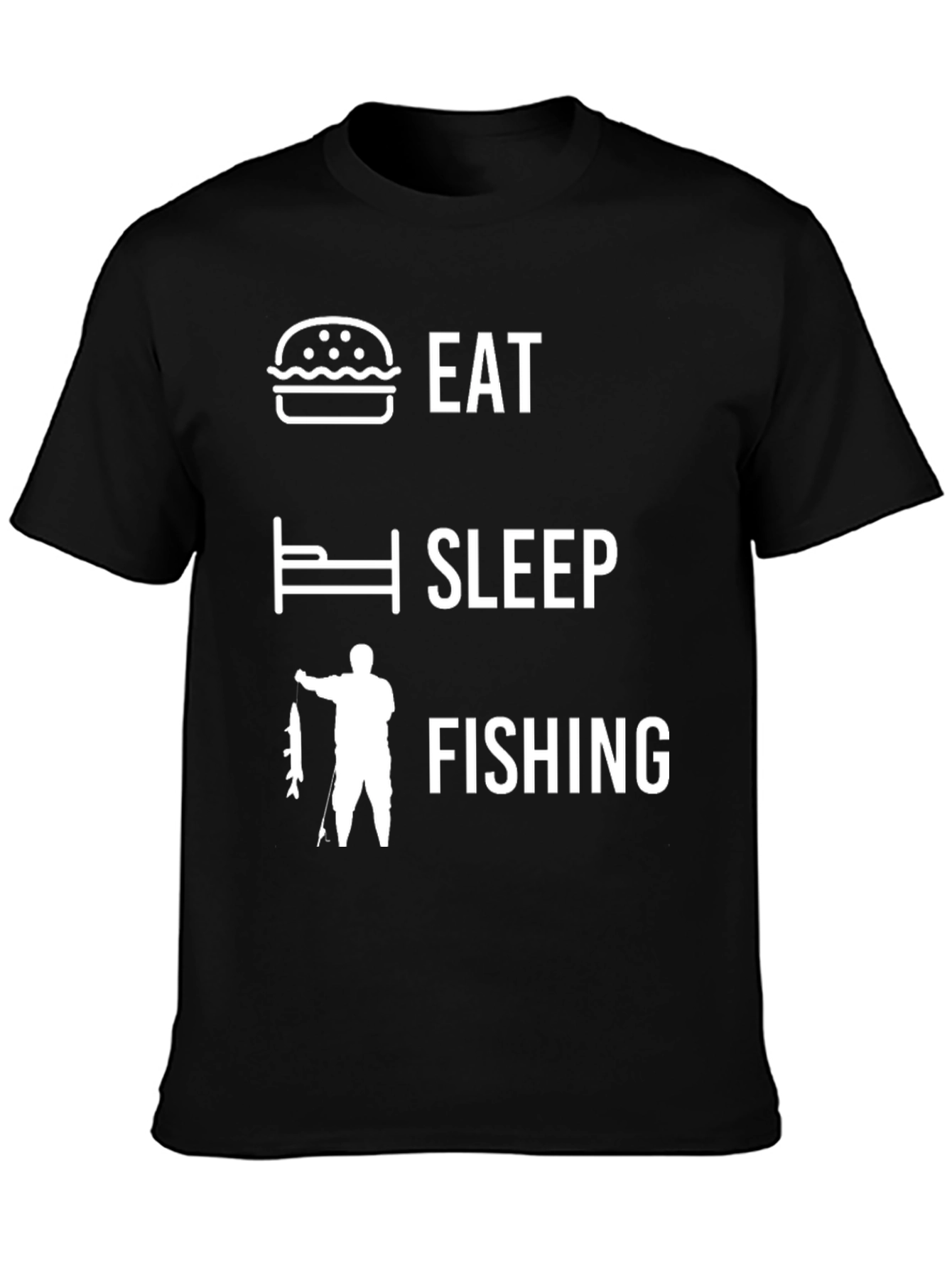 Black Eat Sleep Fishing Black Graphic T-Shirt view 3