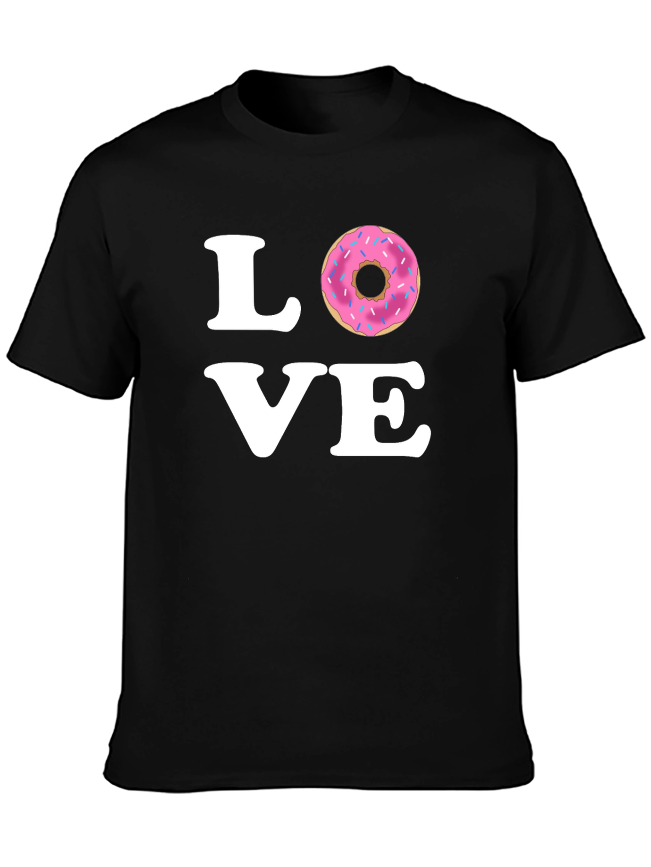 Black Love Donut Graphic Tee - Black Cotton T-Shirt view 3