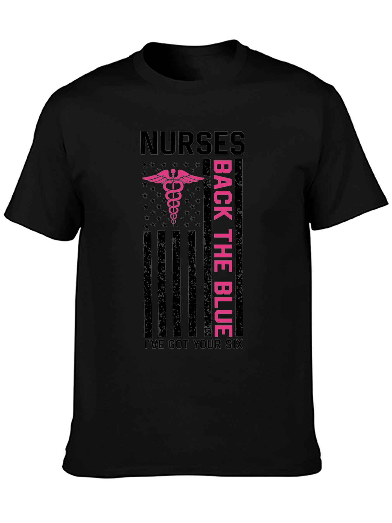 Black Nurses Back the Blue Graphic T-Shirt view 3