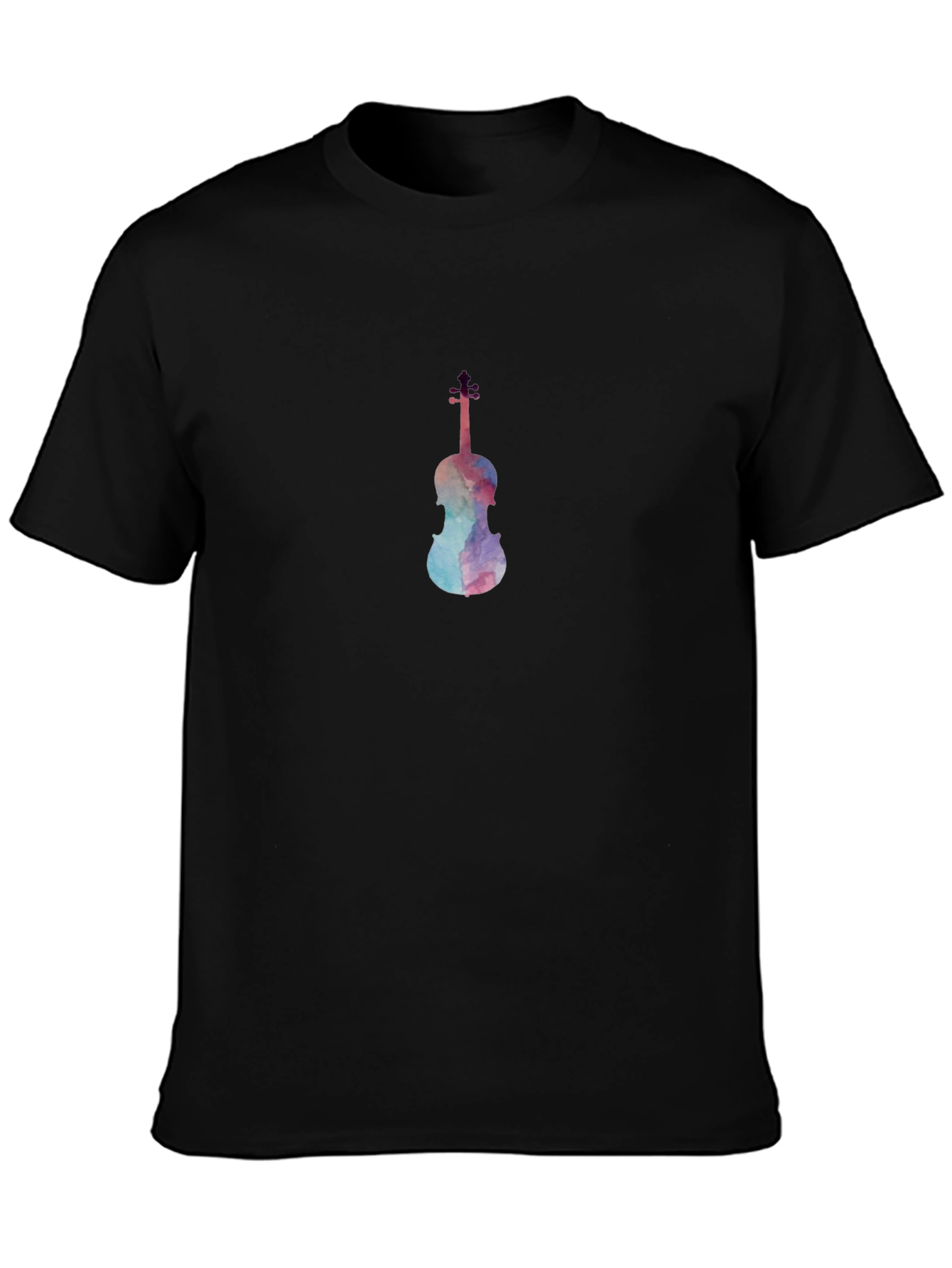 Black Watercolor Violin Graphic Tee - Classic Black view 3