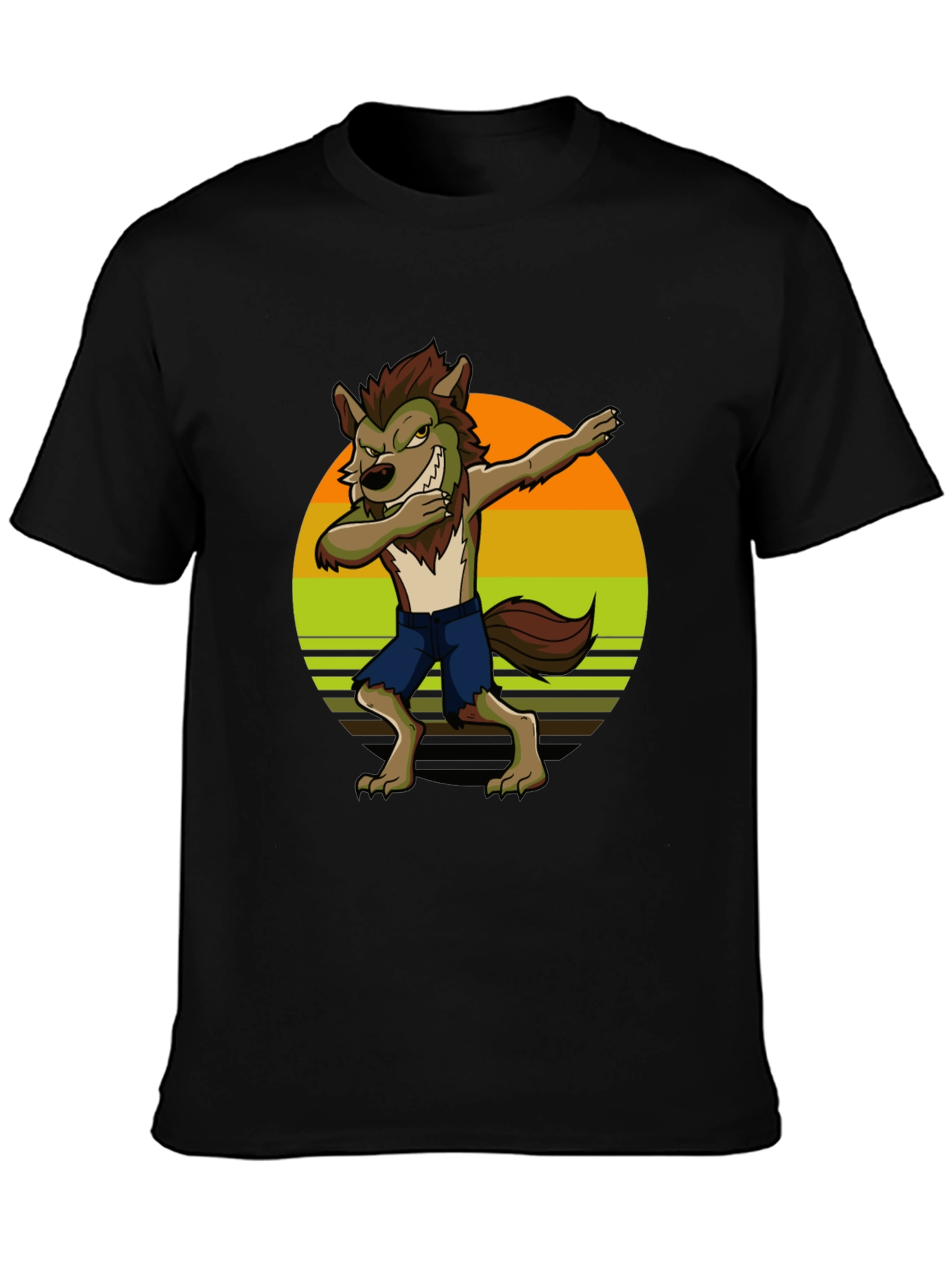 Black Dabbing Werewolf Graphic T-Shirt view 3
