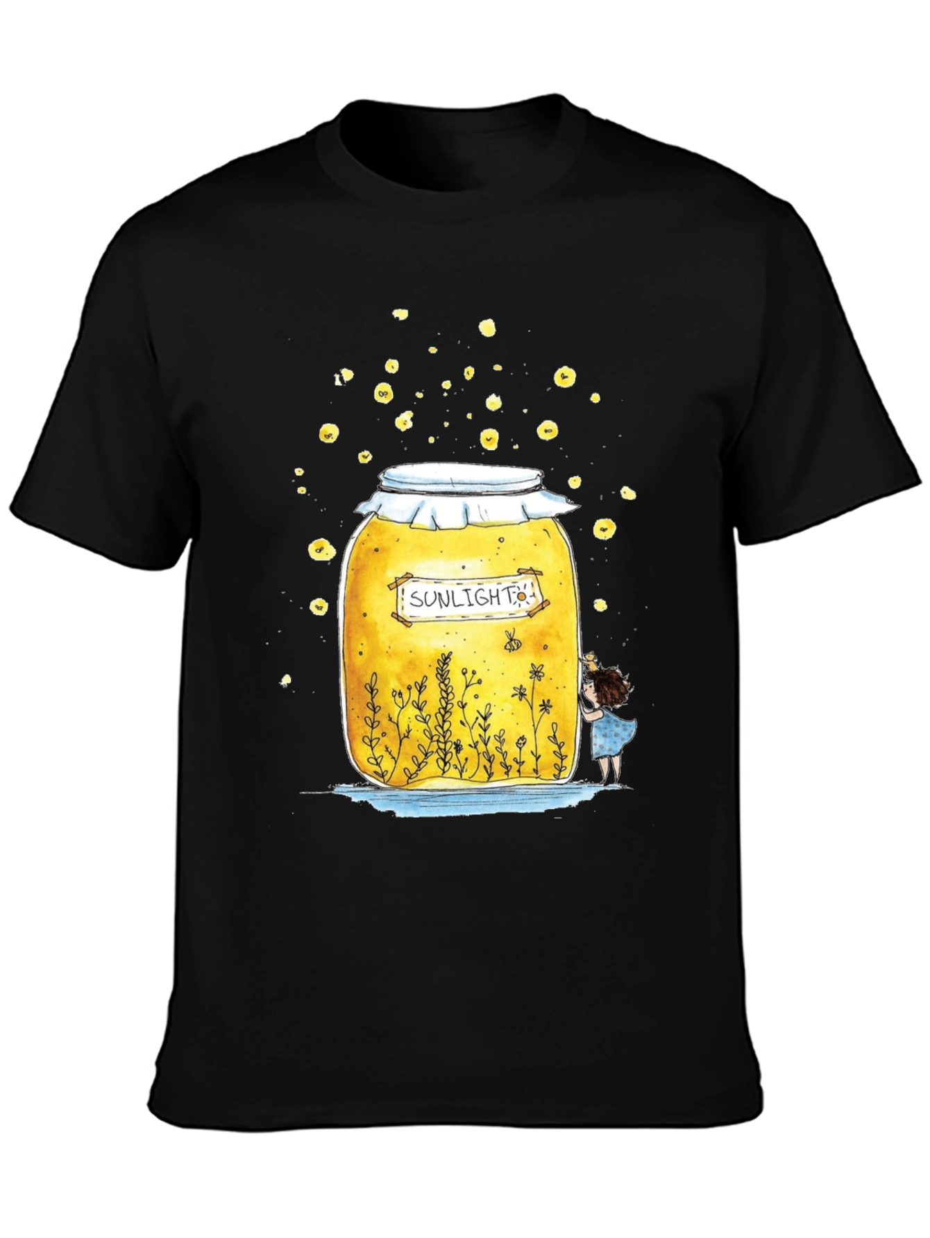 Black Sunlight Jar Graphic T-Shirt - Whimsical Black Tee view 3